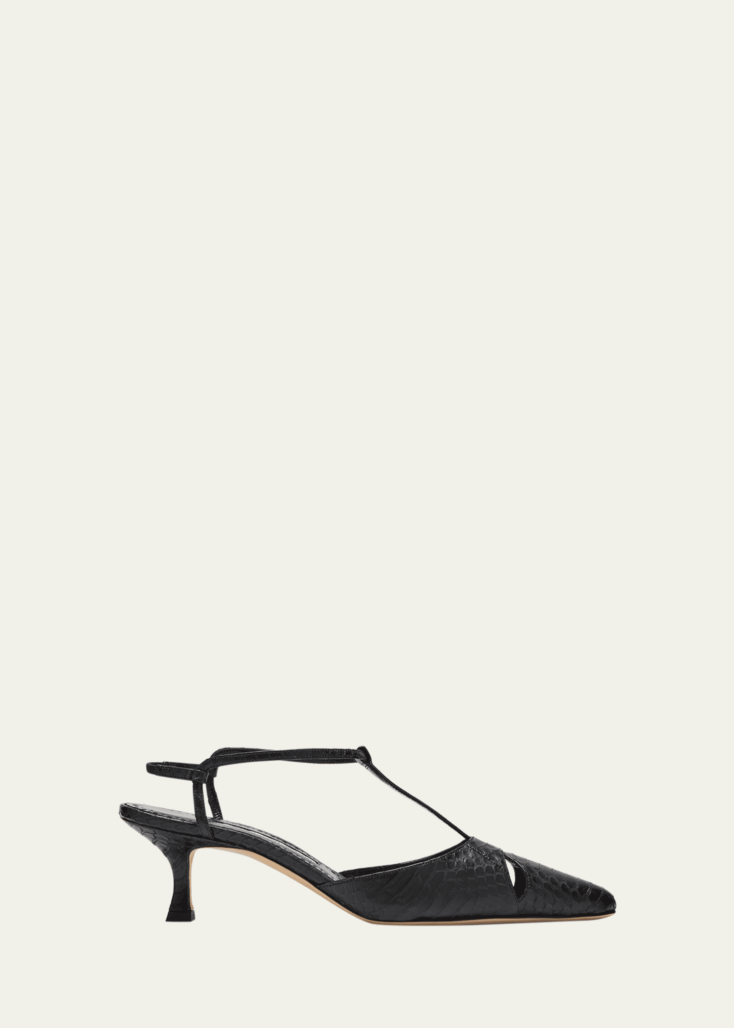 Manolo Blahnik Turgimod Croco T-Strap Pumps Image 1 of 3