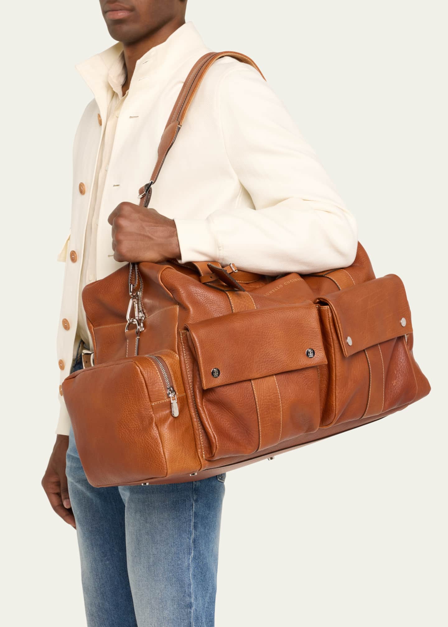 Brunello Cucinelli Men s Grained Calfskin Leisure Duffel Bag