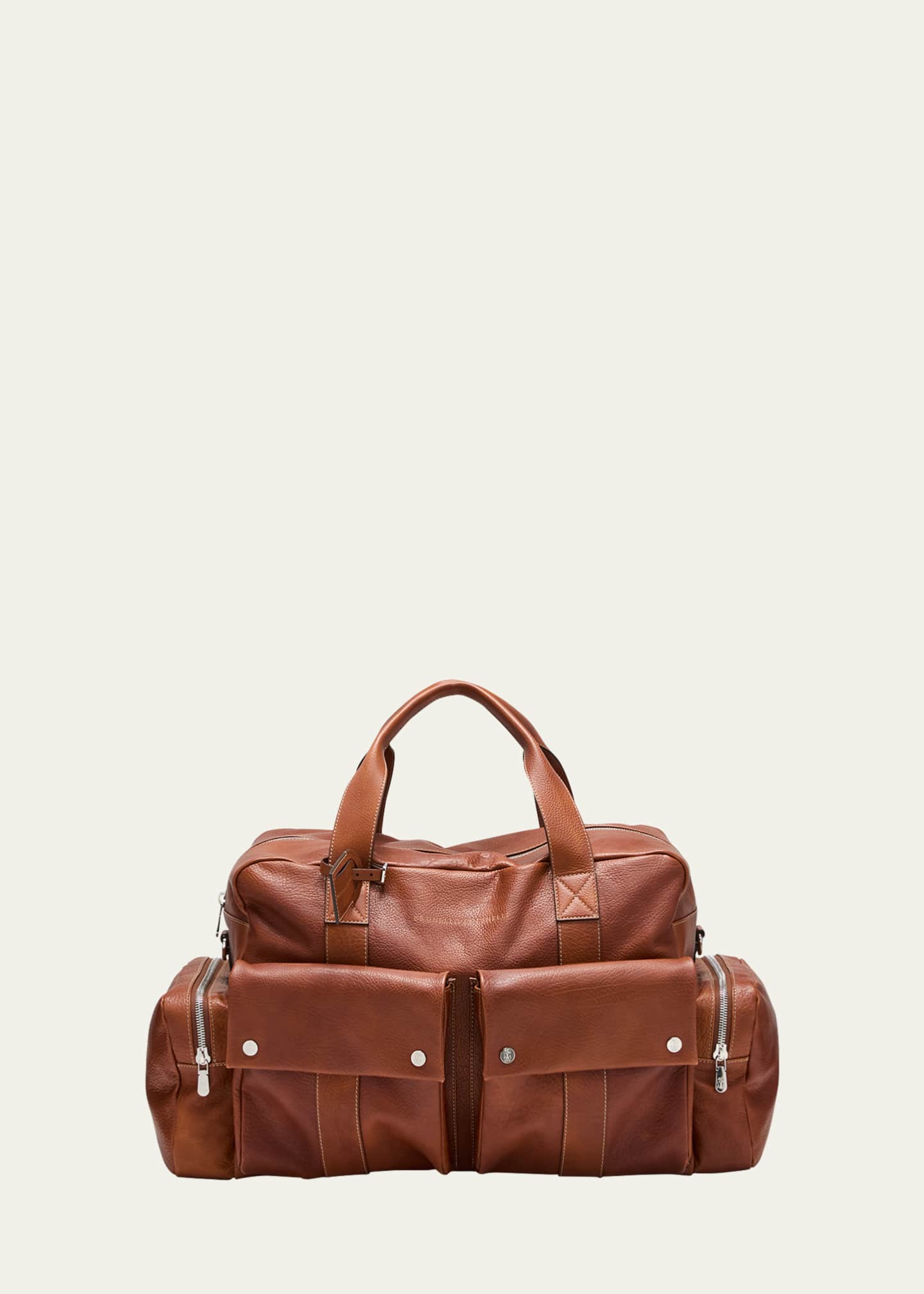 Brunello Cucinelli Men's Grained Calfskin Leisure Duffel Bag Image 1 of 5