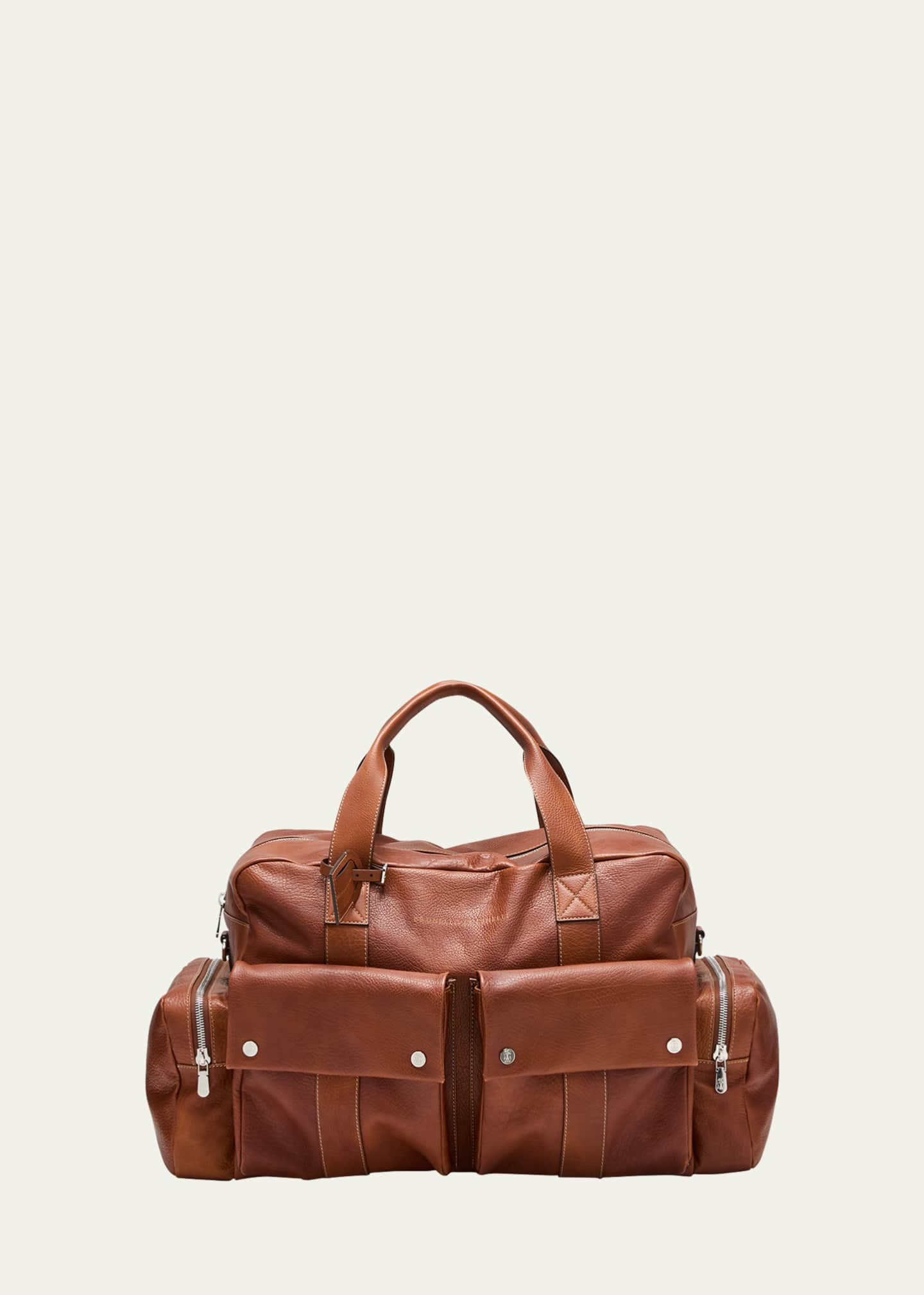 Leather duffel bag in brown - Brunello Cucinelli