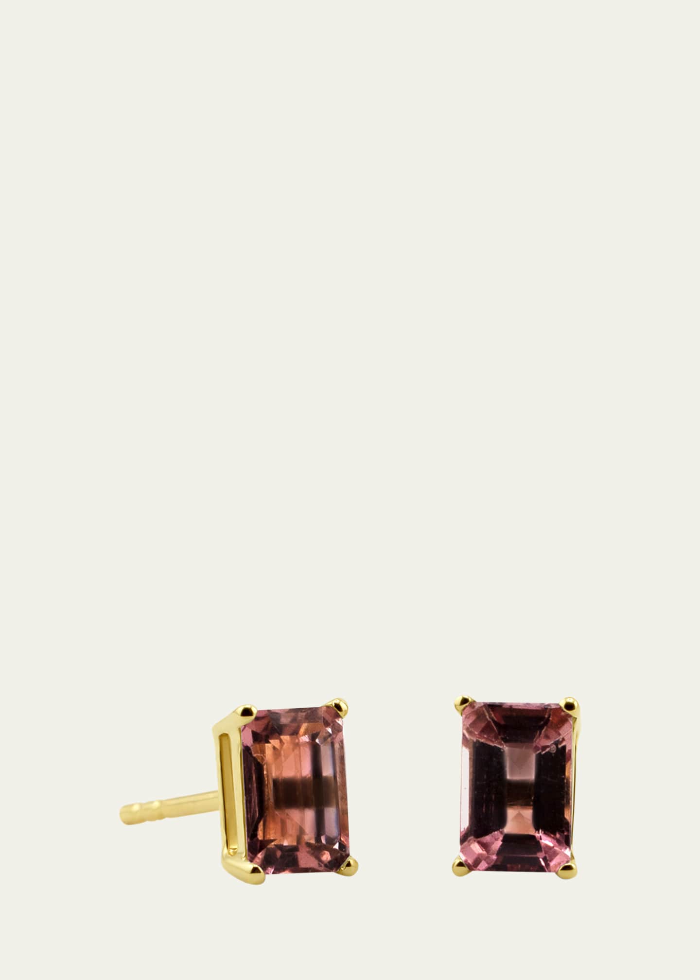 JIA JIA Pink Tourmaline Birthstone Emerald-Cut Stud Earrings
