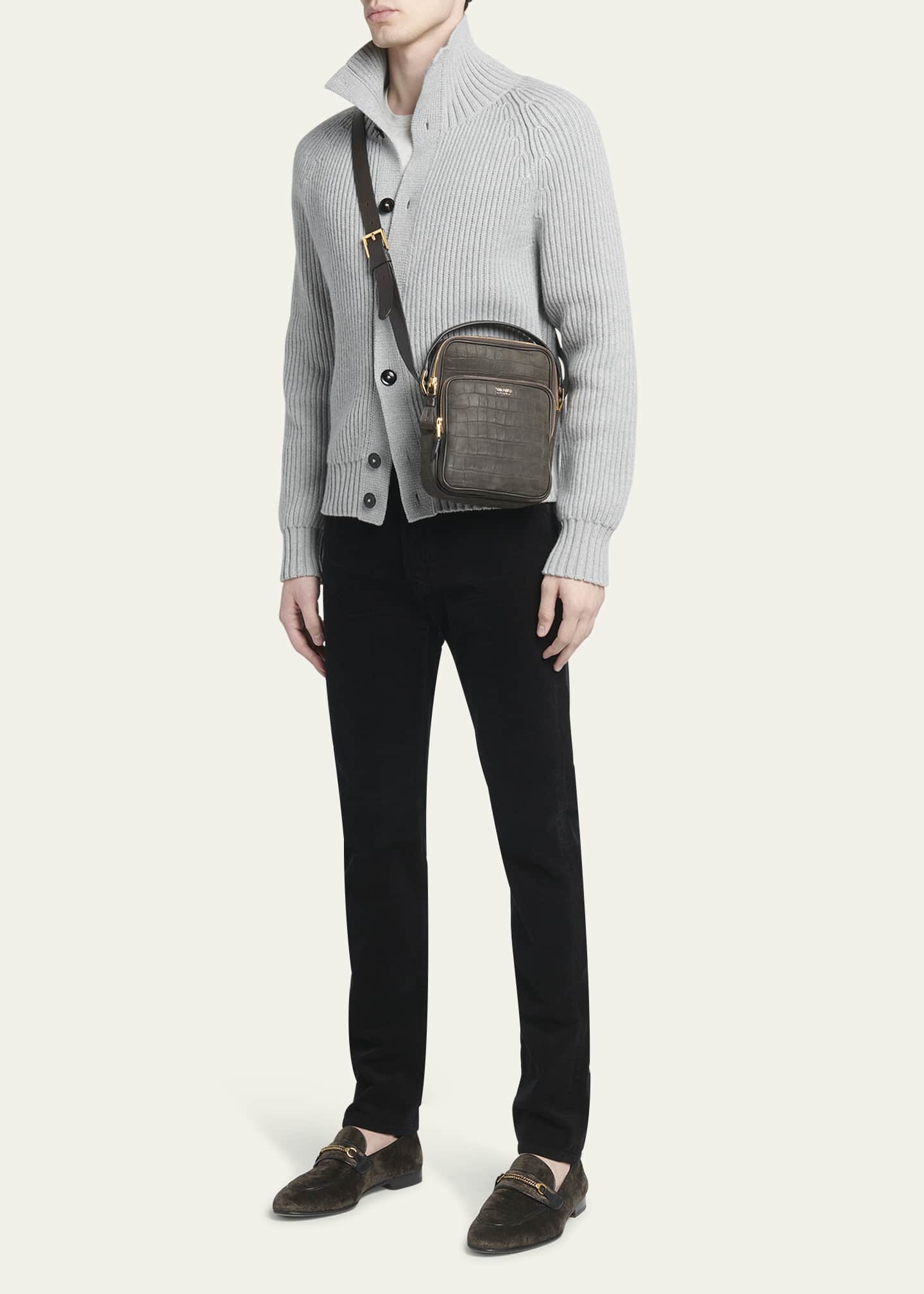 TOM FORD Men s Croc Embossed Nubuck Crossbody Bag Bergdorf Goodman