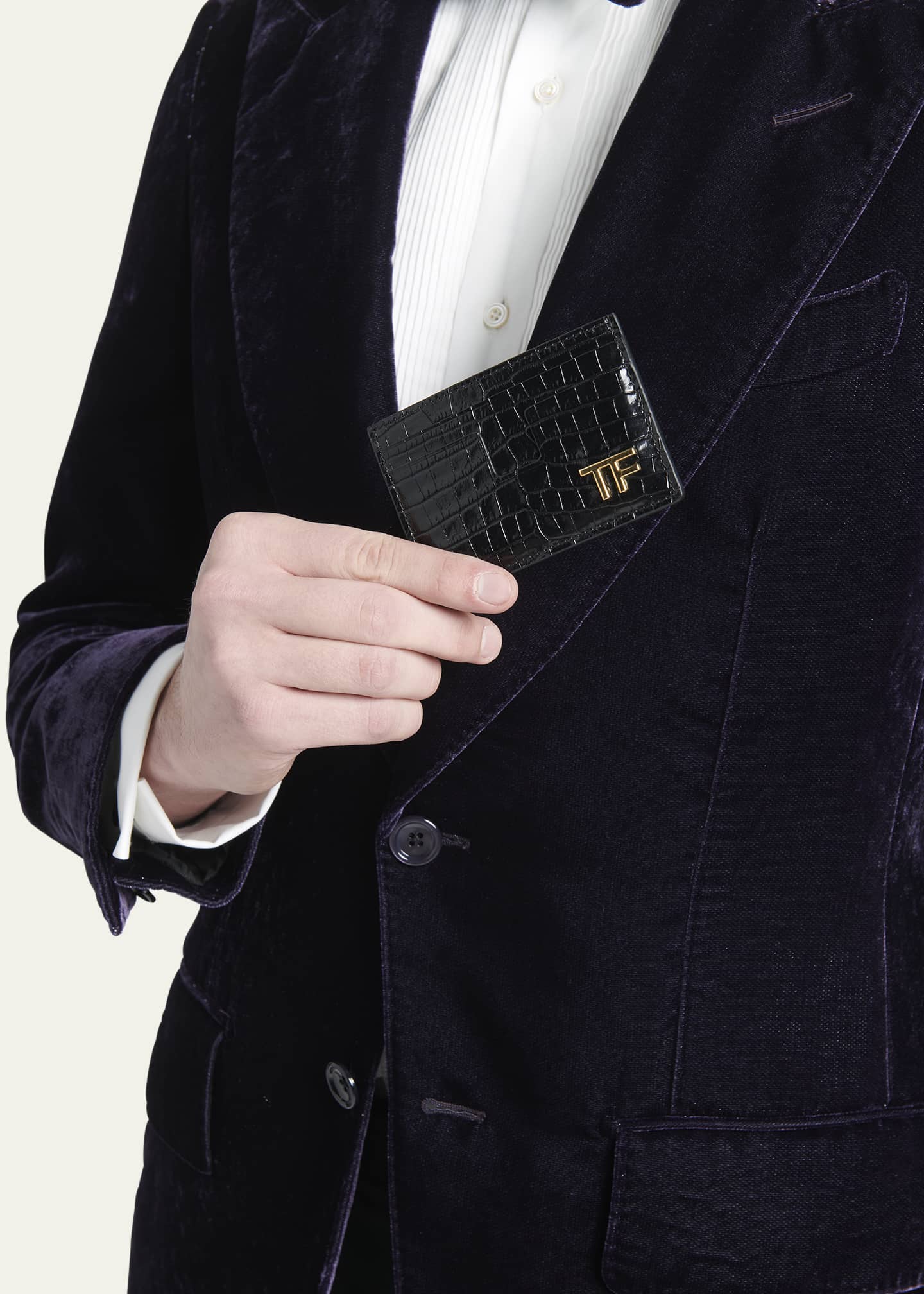 TOM FORD Men's T Line Alligator-Print Card Holder Image 2 of 4