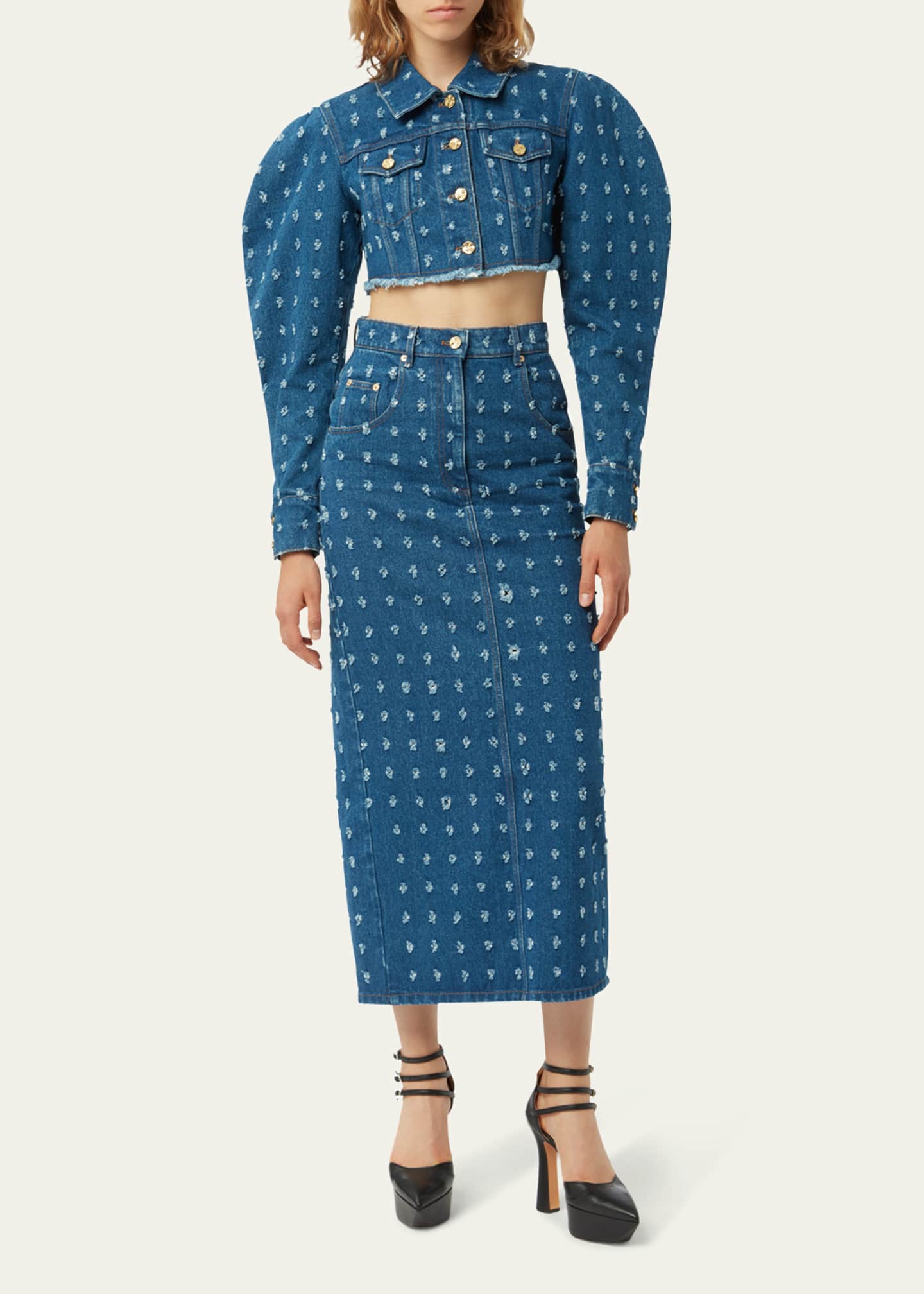 Denim midi deals skirt distressed