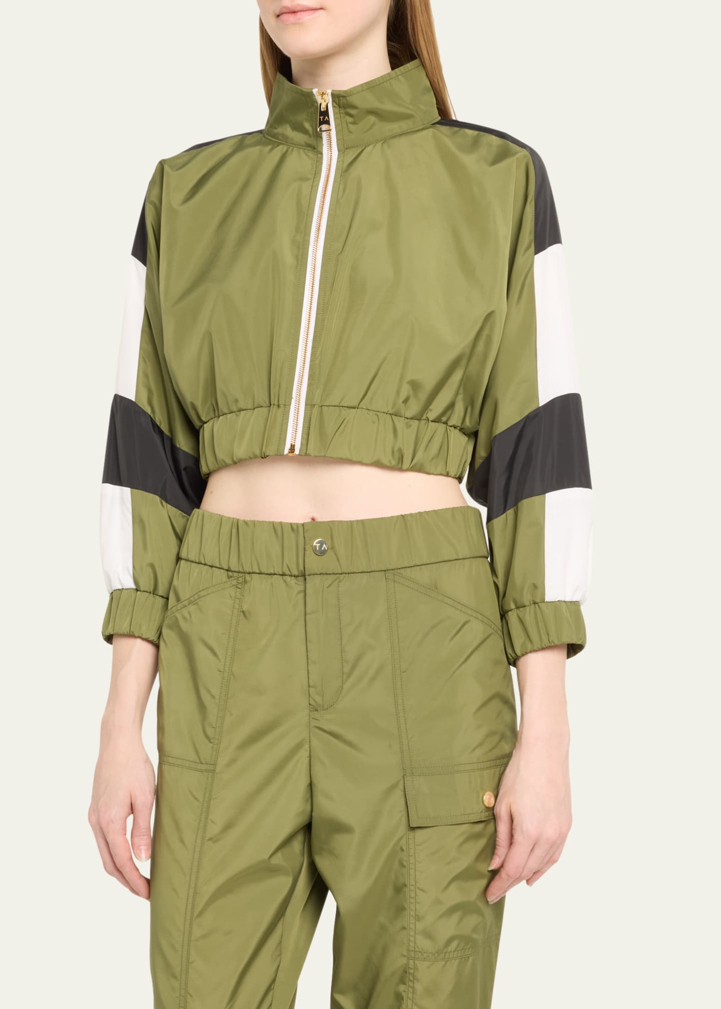 Tracy Anderson Micro Cropped Colorblock Track Jacket Image 4 of 5