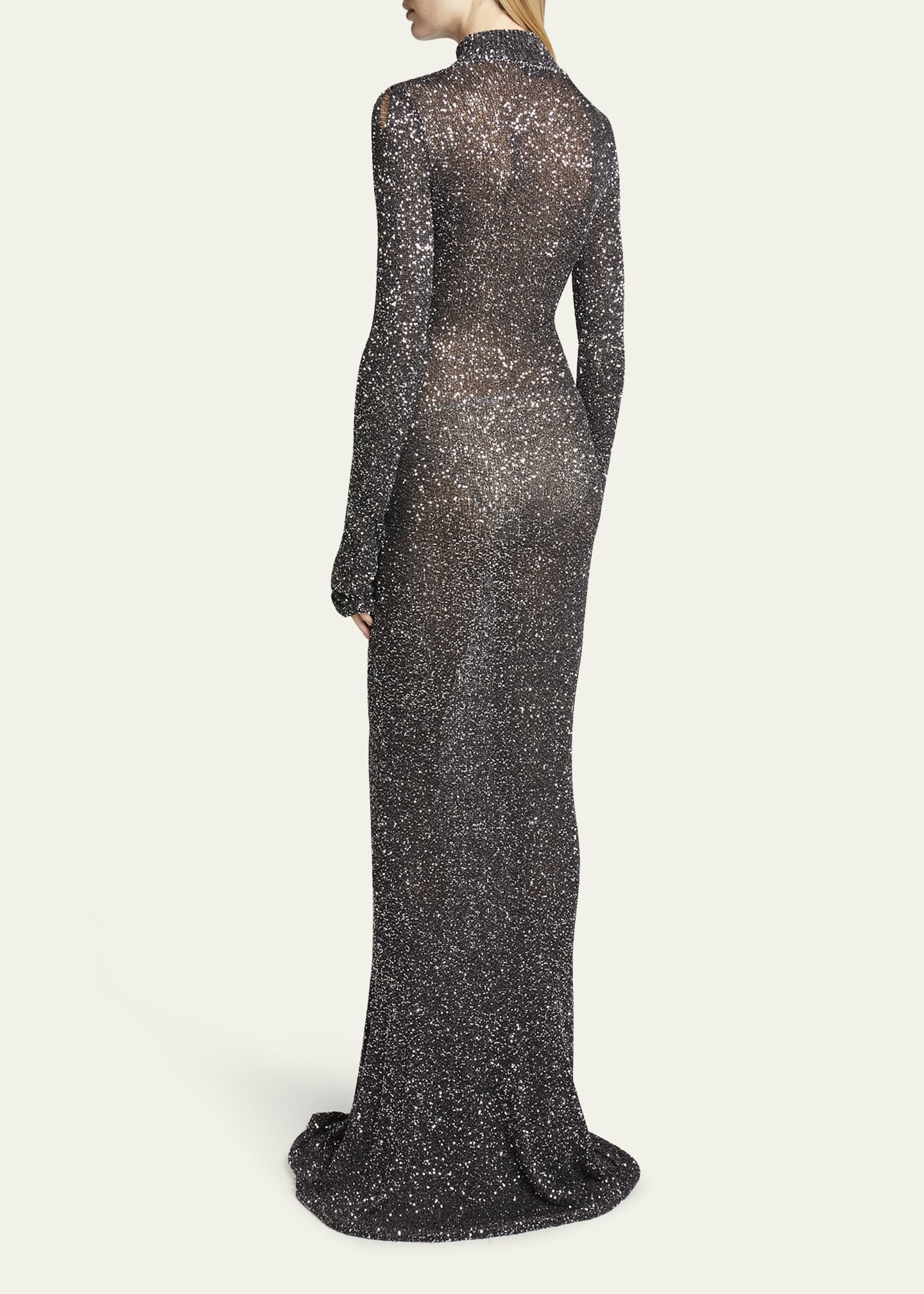 Sequined metallic knit maxi dress in brown - Balenciaga