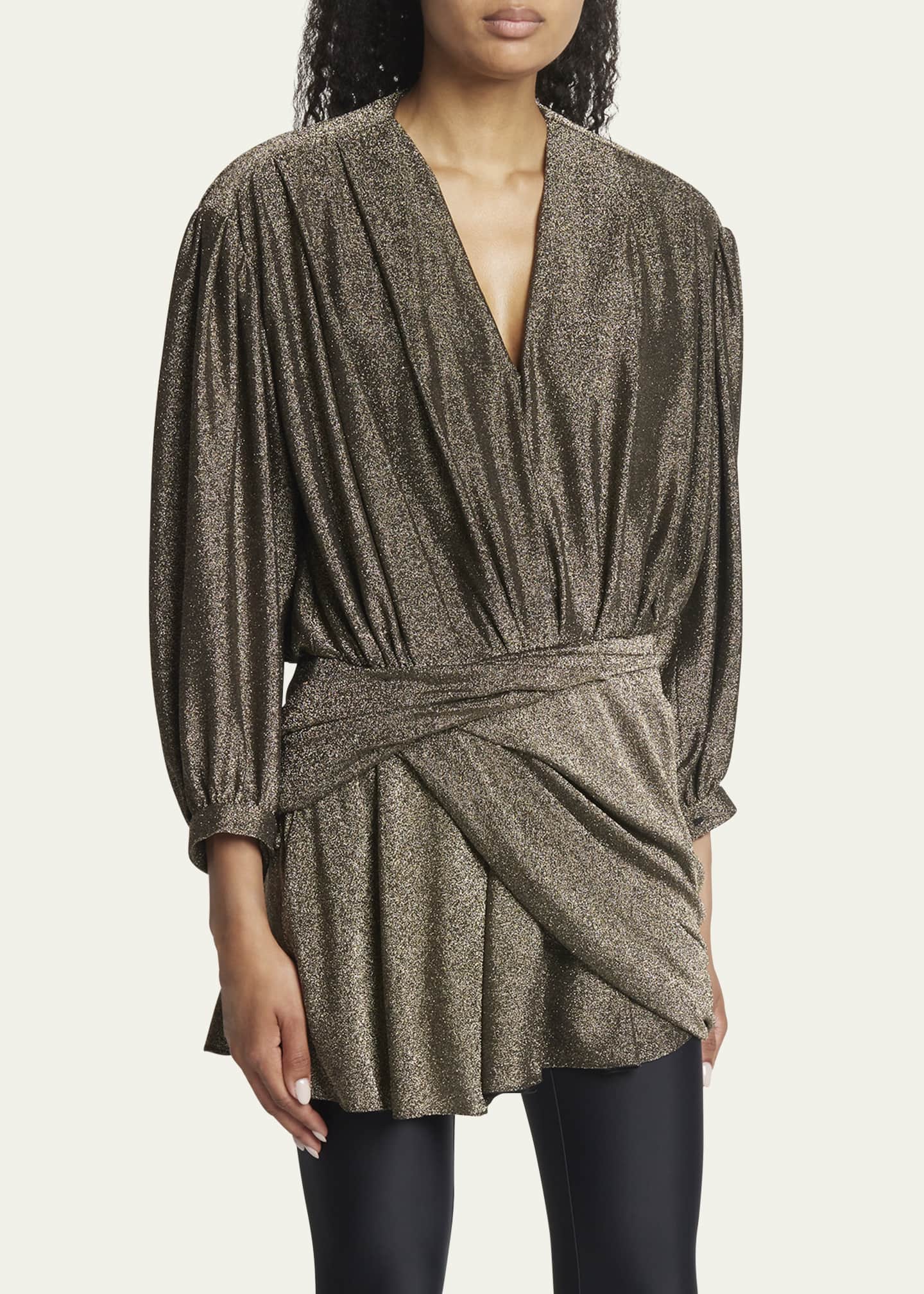 Balenciaga Metallic Draped Mini Dress Bergdorf Goodman