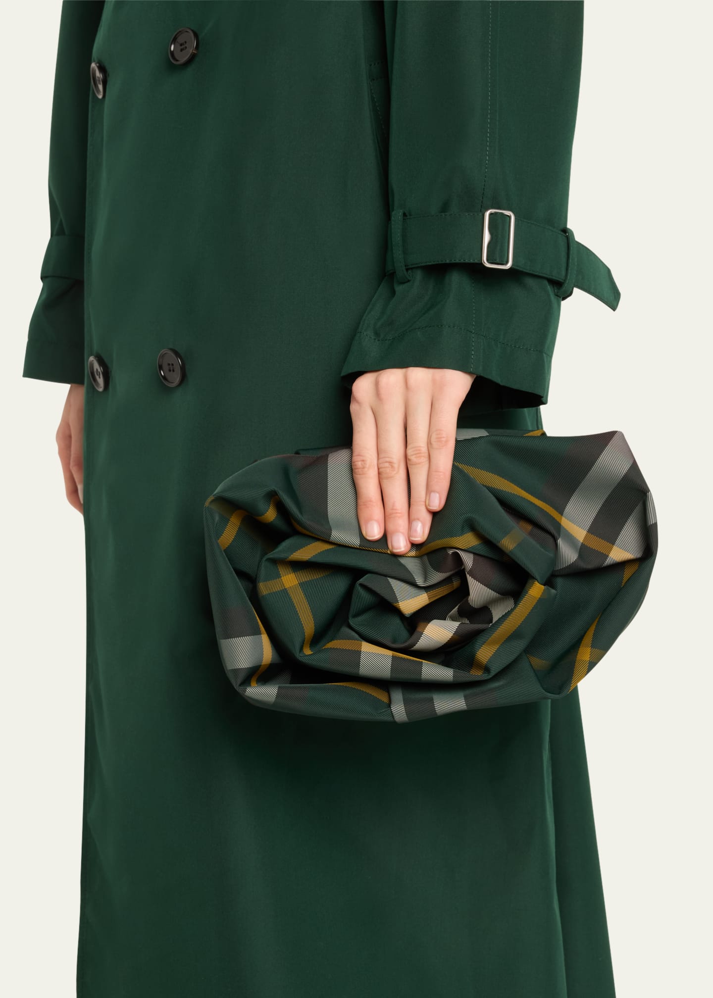 【送料&関税込】Burberry Rose Checkered Ruched Clutch Bag Burberry Rose Checkered Ruched Clutch Bag | italist, ALWAYS