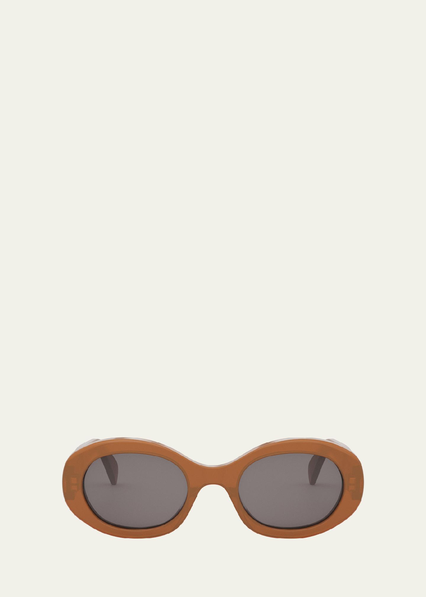 Celine Triomphe Sunglasses - Milky Light Orange Acetate (beige) Celine MAXI TRIOMPHE CL40282U Shiny Green acetate with Grey  main image 4