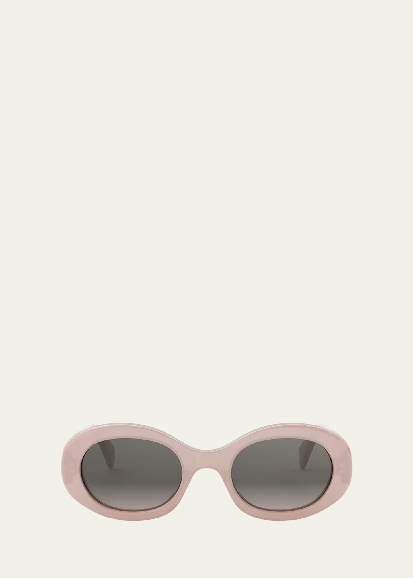 Celine Eyewear Triomphe oval acetate sunglasses, white, 52 mm, gently used Buy CELINE White Triomphe Oval Sunglasses in Acetate For  main image 2