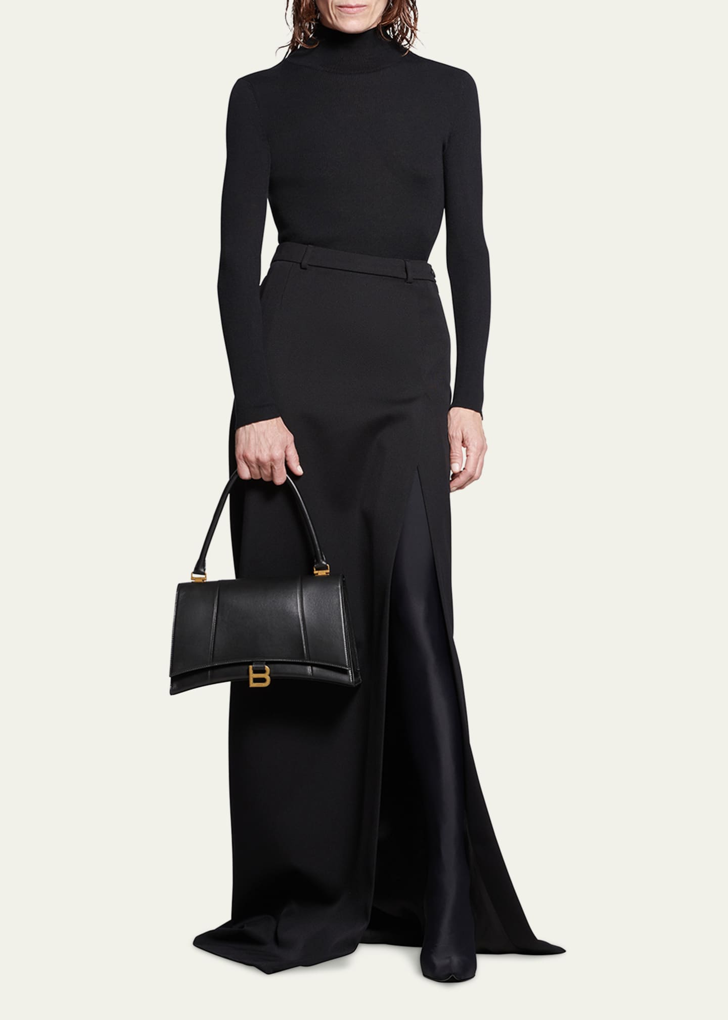 Slit Tailored Wool Skirt