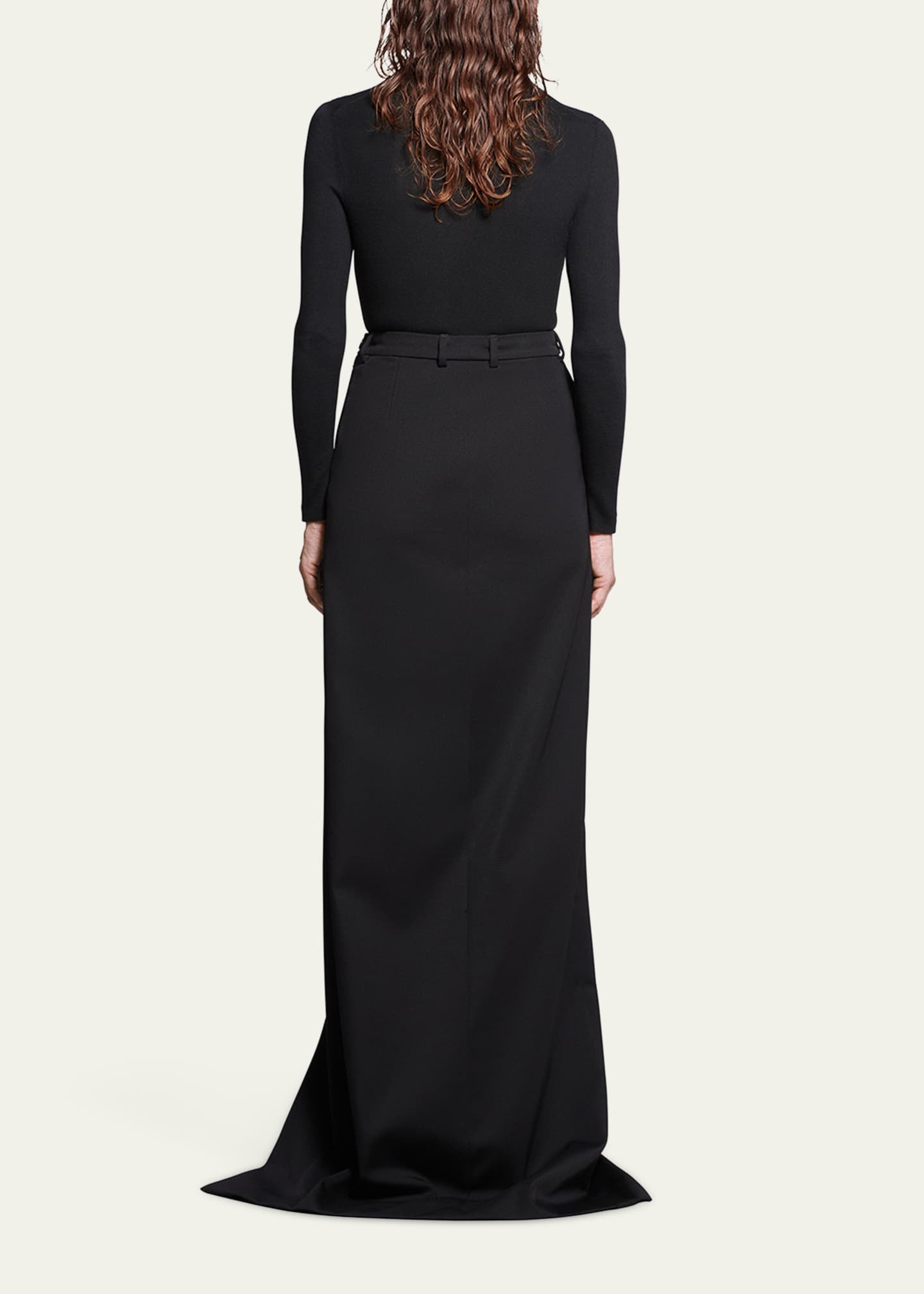Slit Tailored Wool Skirt