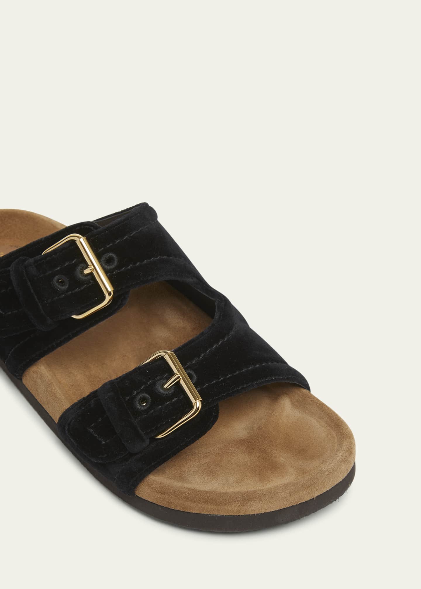 Valentino Garavani Anywhere Suede Dual Buckle Slide Sandals