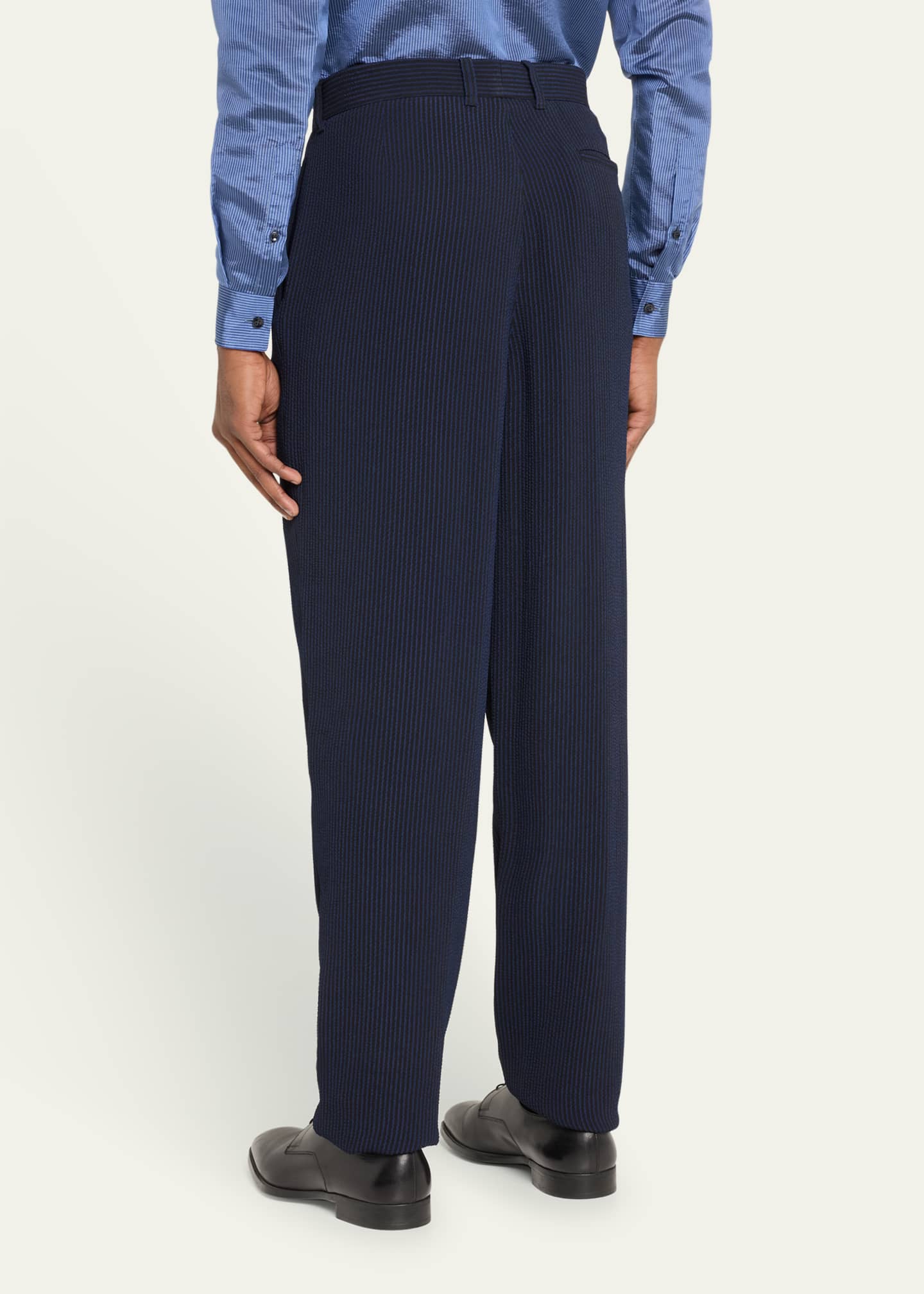 Giorgio Armani Men's Loose-Fit Seersucker Pants - Bergdorf Goodman