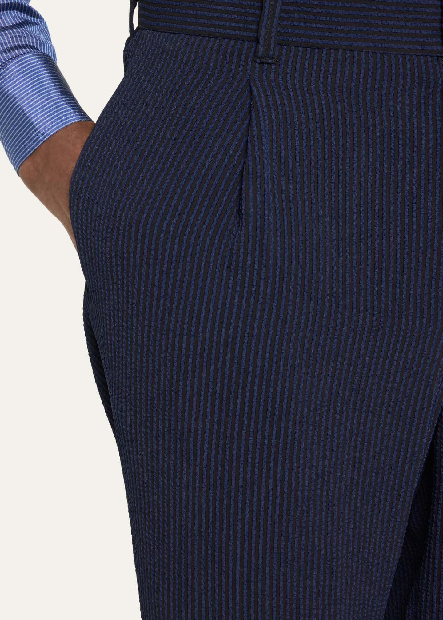 Giorgio Armani Men's Loose-Fit Seersucker Pants - Bergdorf Goodman