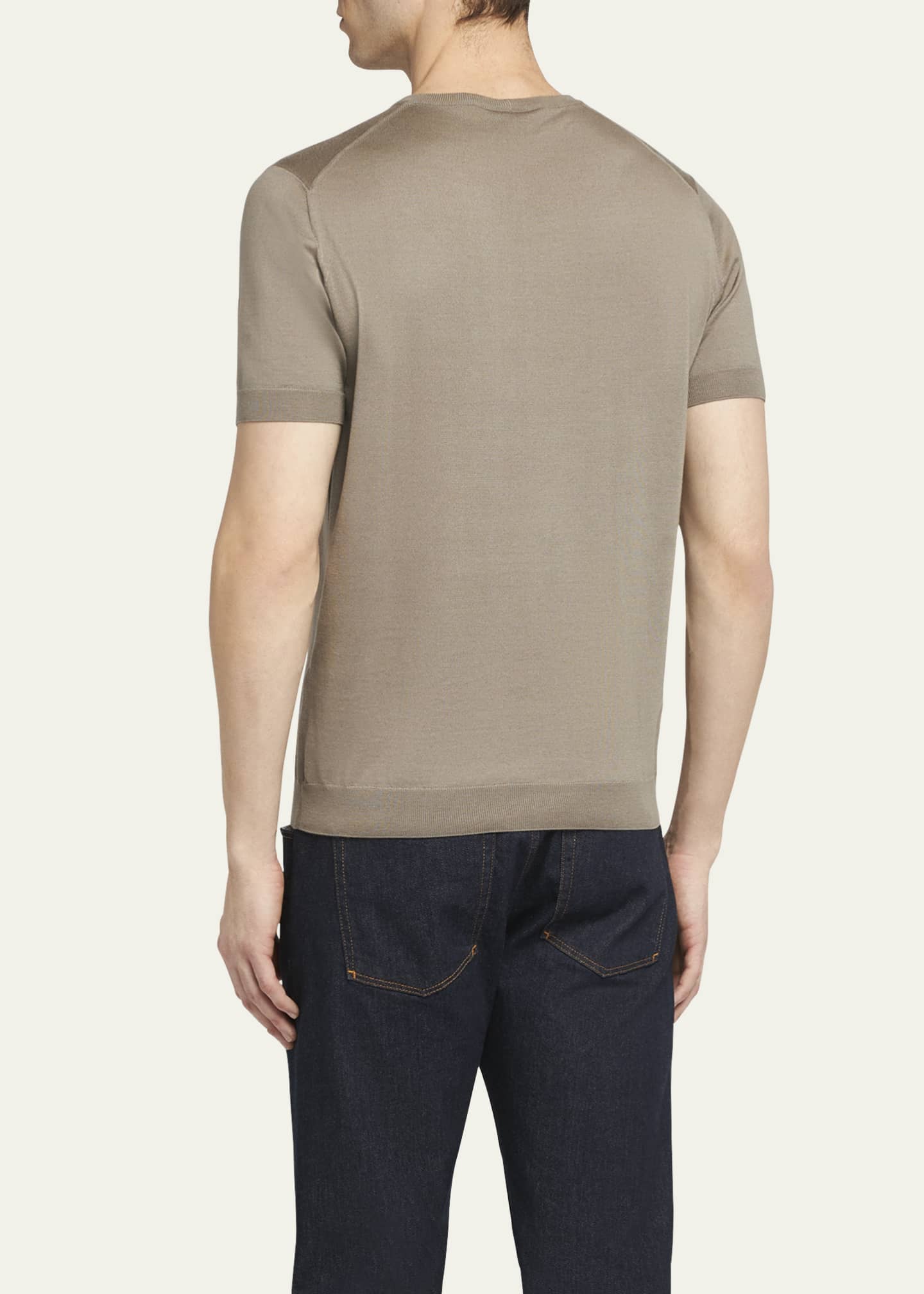Giorgio Armani Men's Silk-Cotton Crew T-Shirt Image 3 of 5