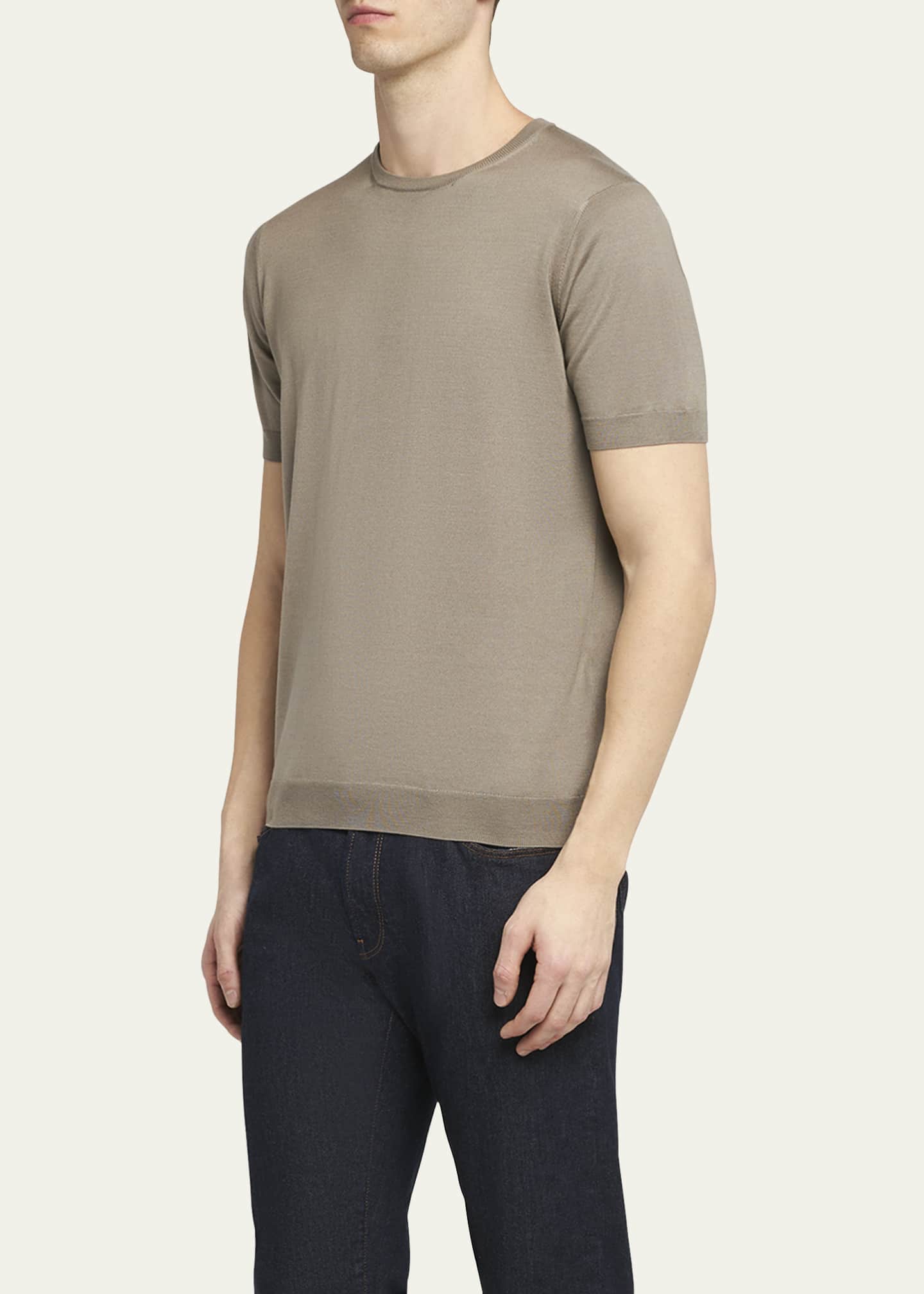 Giorgio Armani Men's Silk-Cotton Crew T-Shirt Image 4 of 5