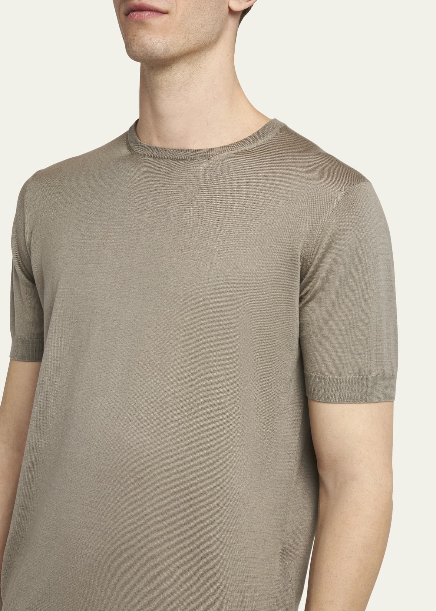 Giorgio Armani Men's Silk-Cotton Crew T-Shirt Image 5 of 5