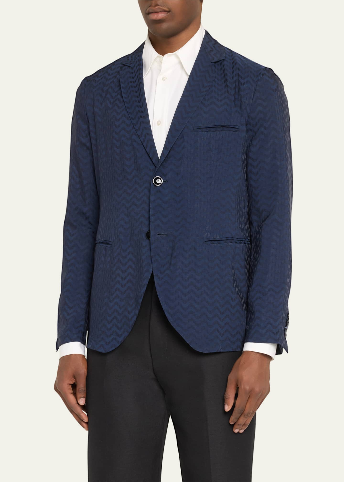 Giorgio Armani Men's Cupro Chevron Blazer Image 4 of 5