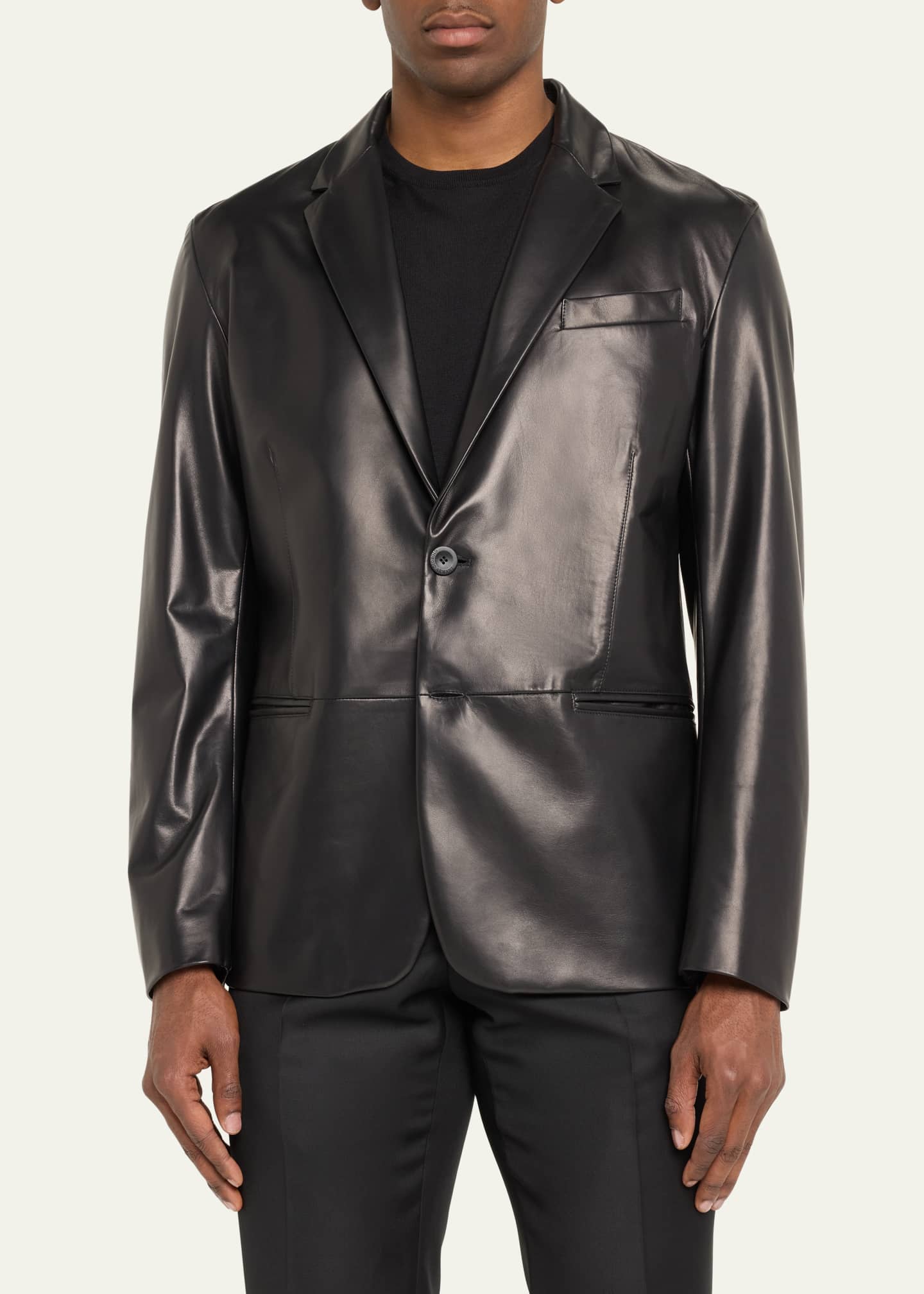 Giorgio Armani Men's Lambskin Leather Blazer Image 4 of 5