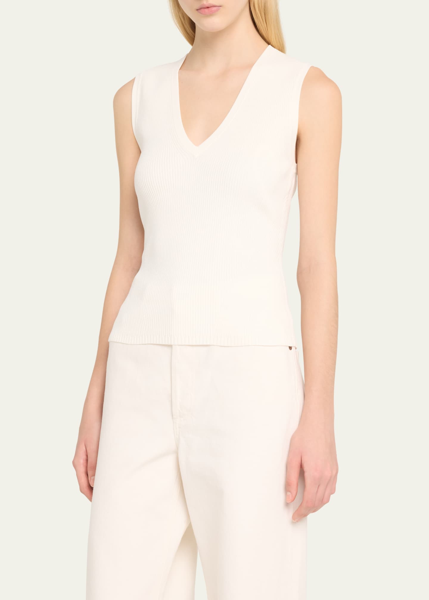 Veronica Beard Sid Ribbed Sleeveless Sweater Image 4 of 5
