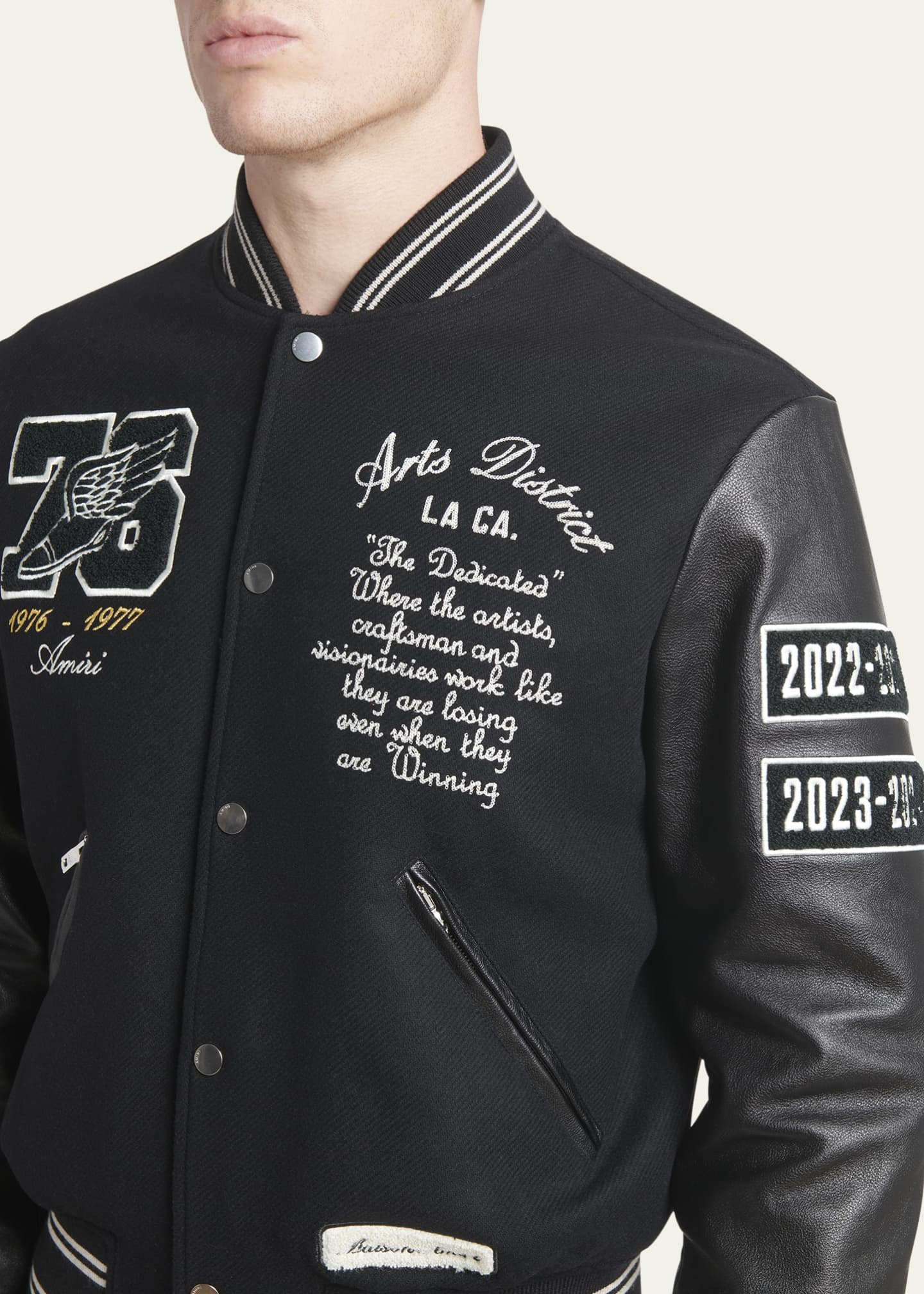 Amiri Men's Embroidered Eagle Applique Varsity Jacket