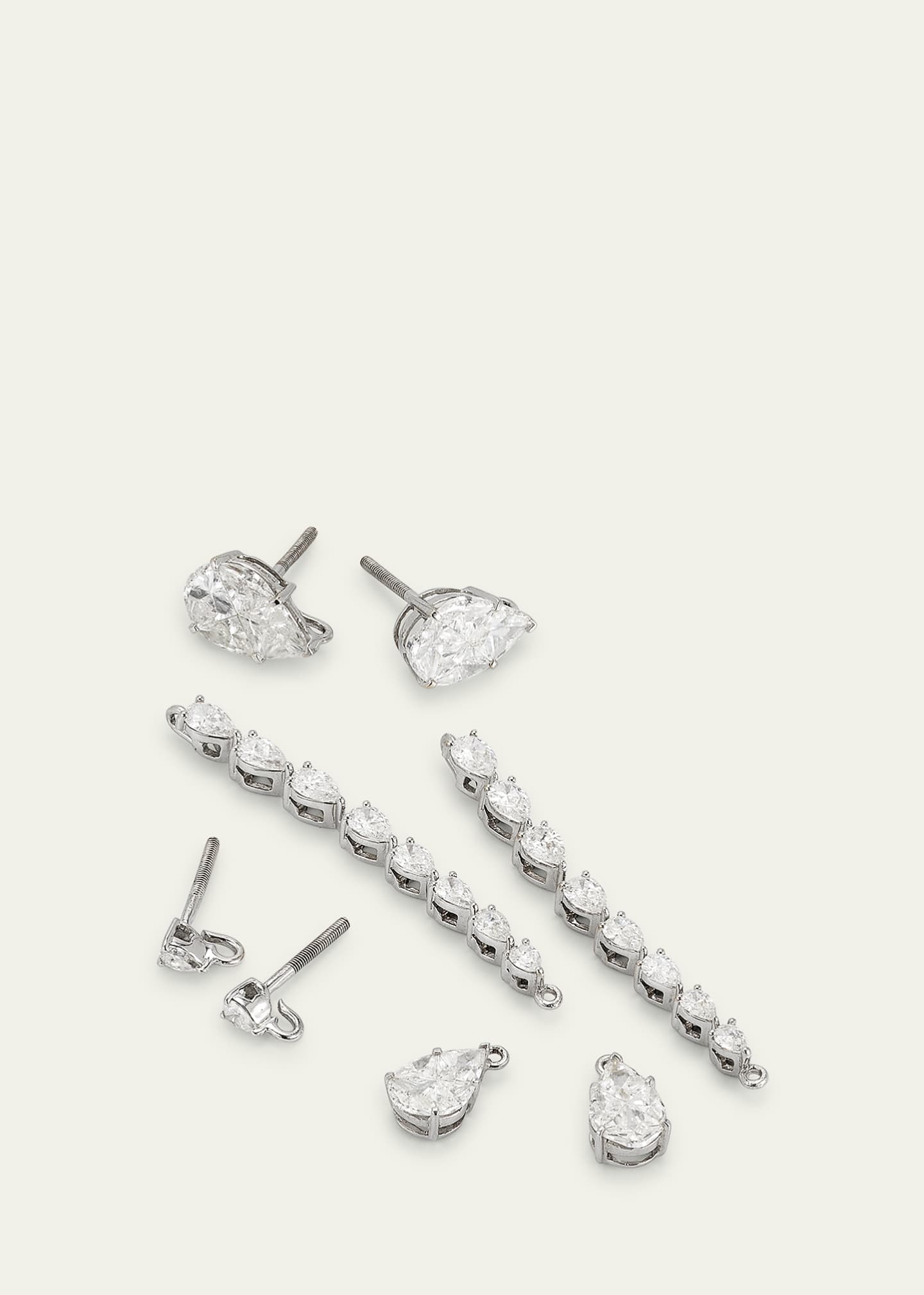 Alice Van Cal 18K White Gold Pear Diamond Drop Earrings Image 3 of 4