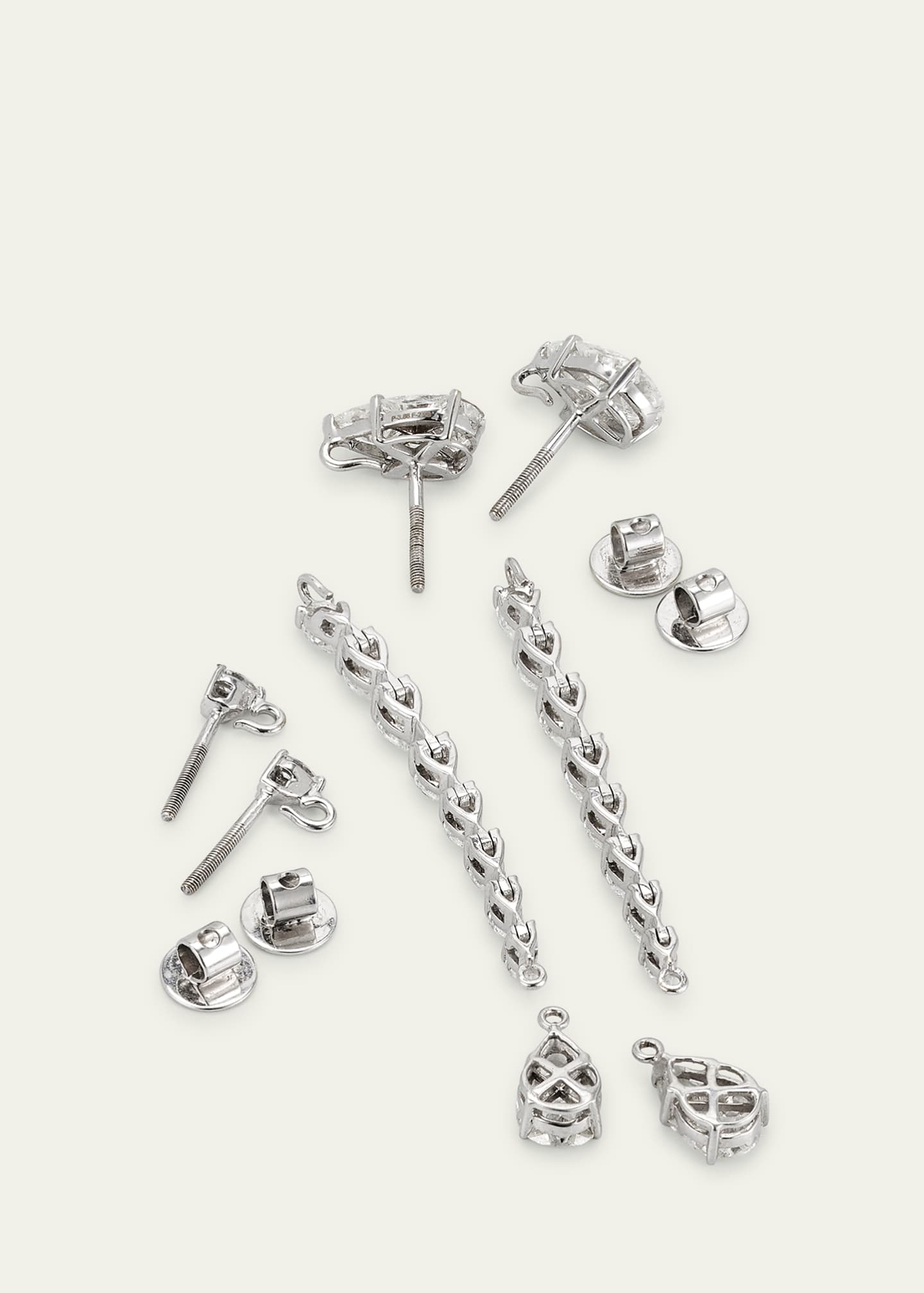 Alice Van Cal 18K White Gold Pear Diamond Drop Earrings Image 4 of 4