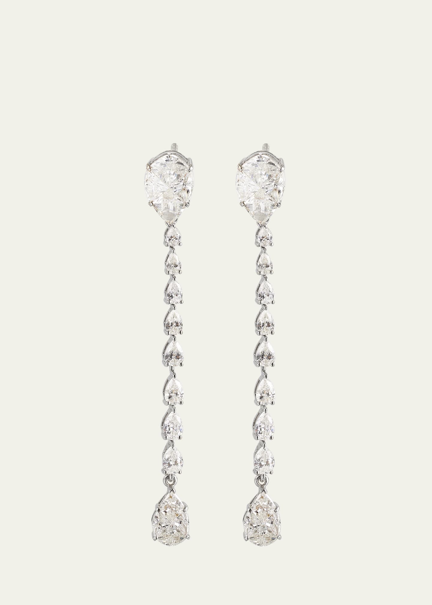 Alice Van Cal 18K White Gold Pear Diamond Drop Earrings Image 1 of 4