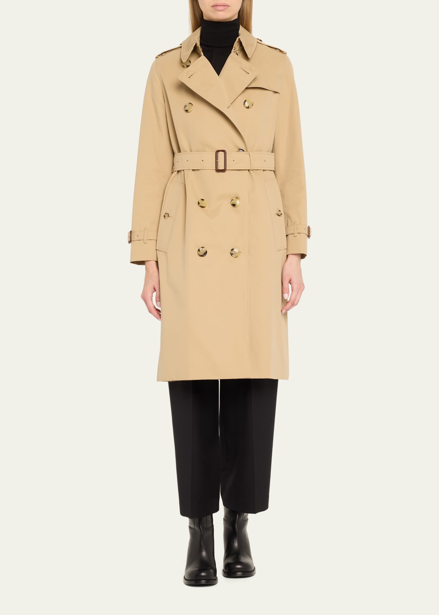 Burberry Kensington Organic Belted Double-Breasted Long Trench Coat Image 2 of 5