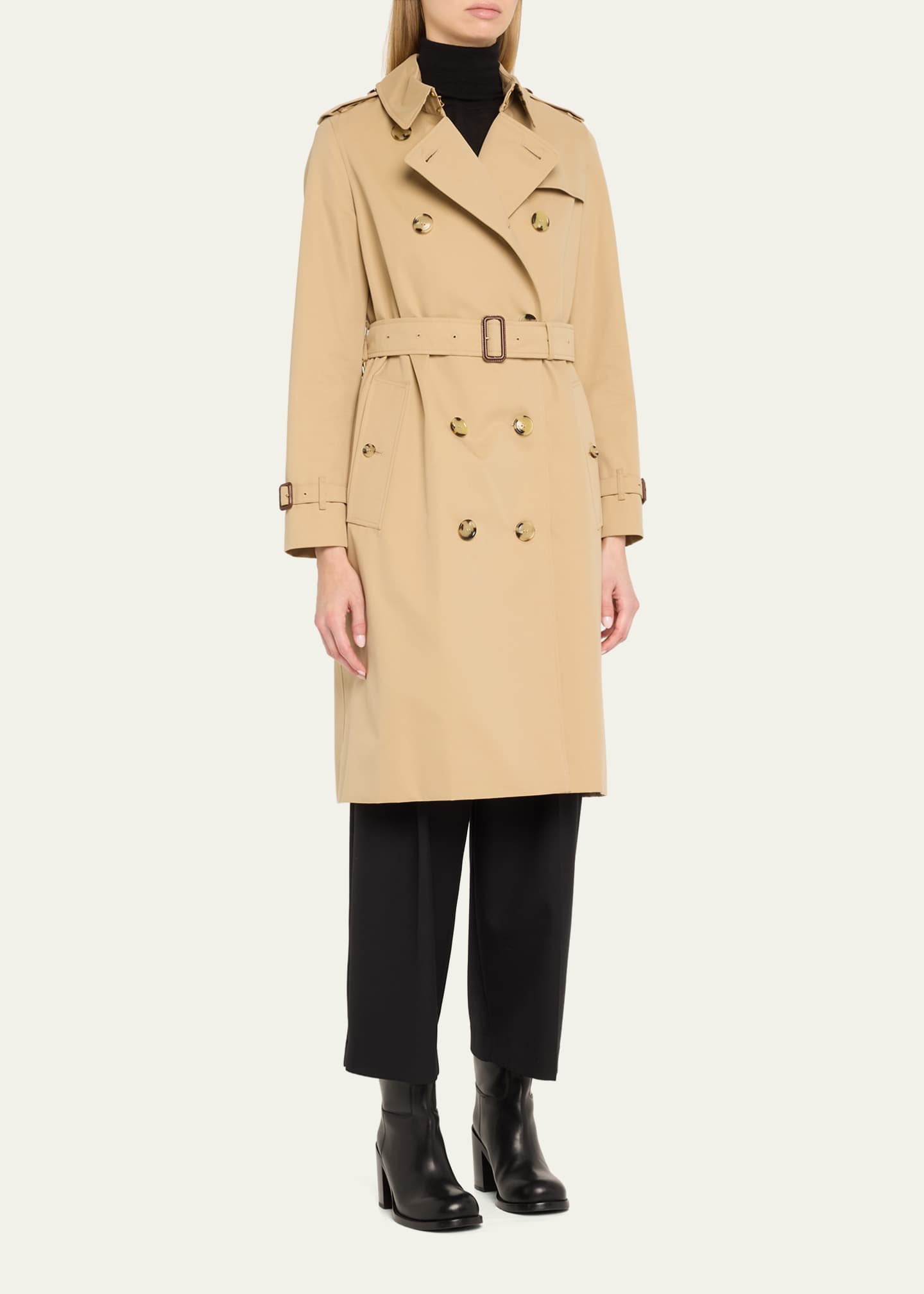 Burberry Kensington Organic Belted Double-Breasted Long Trench Coat Image 4 of 5