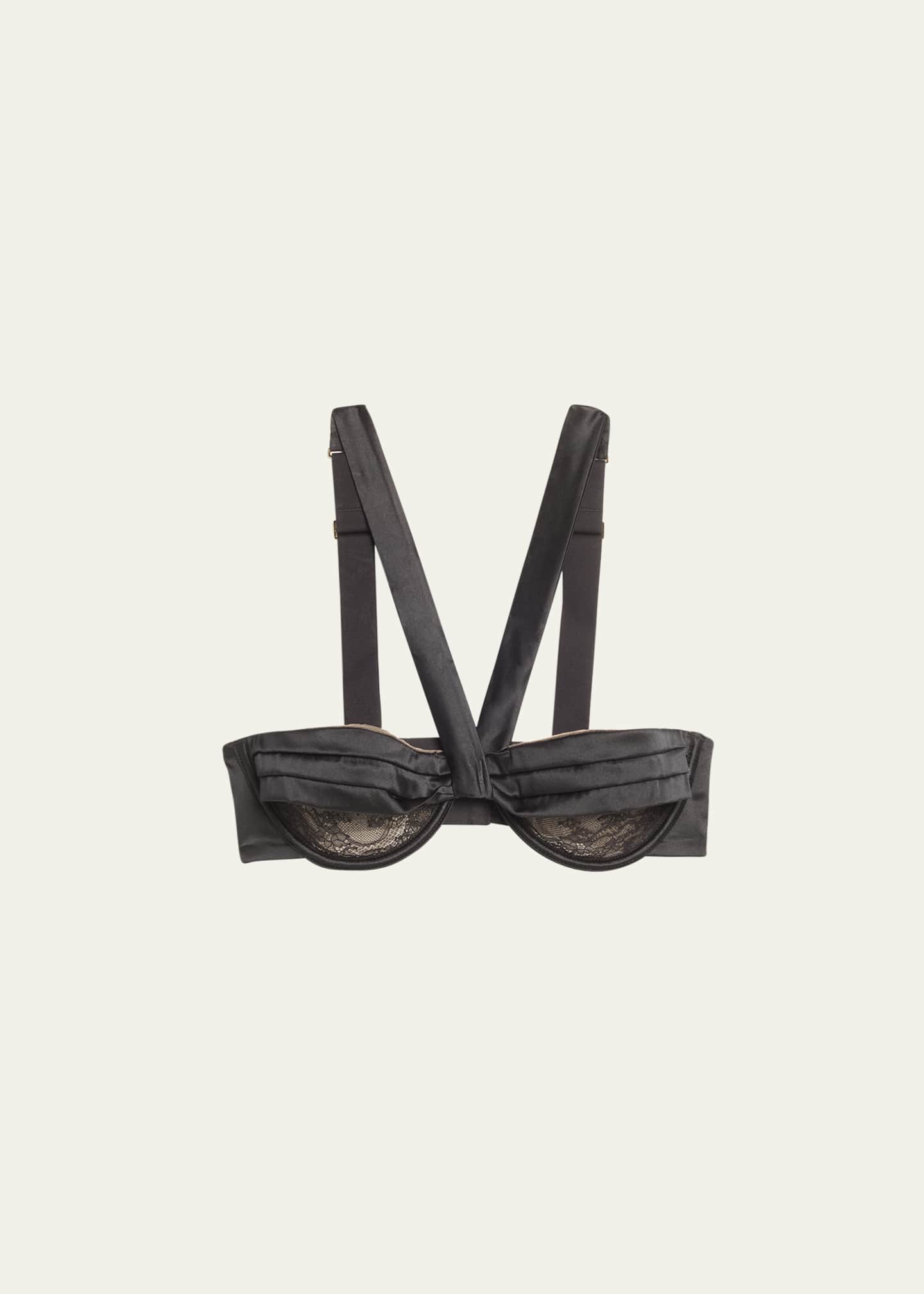 Livy Grenelle Lace & Pleated Satin Bustier Bra Image 1 of 4