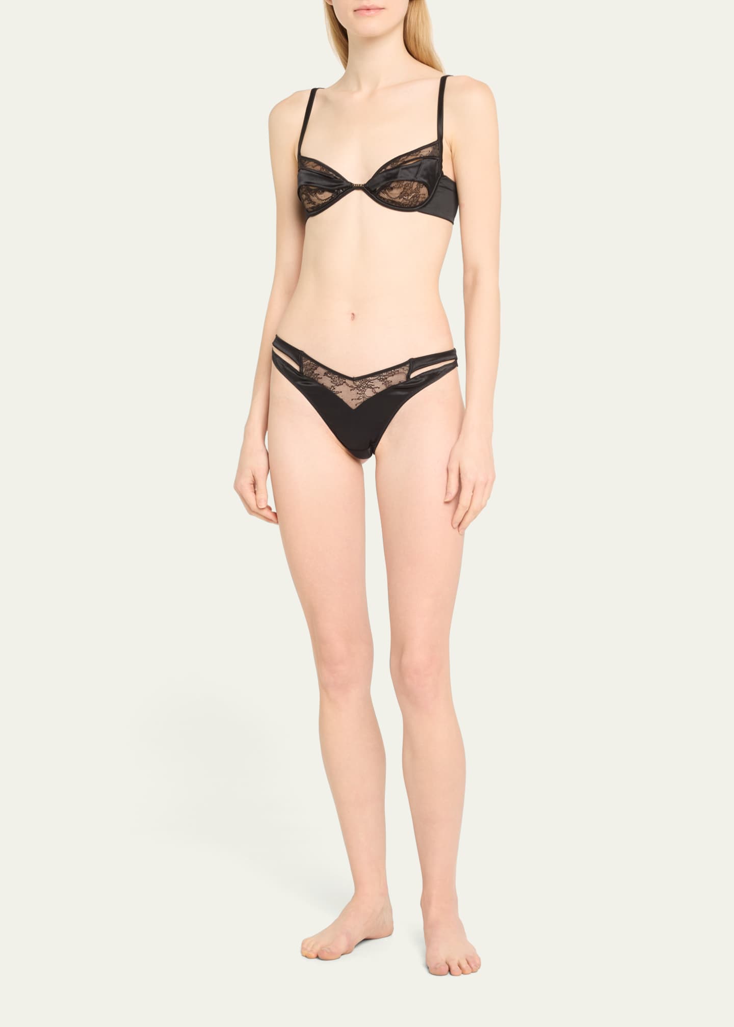 Livy Grenelle Cutout Lace & Satin Tanga Image 2 of 3