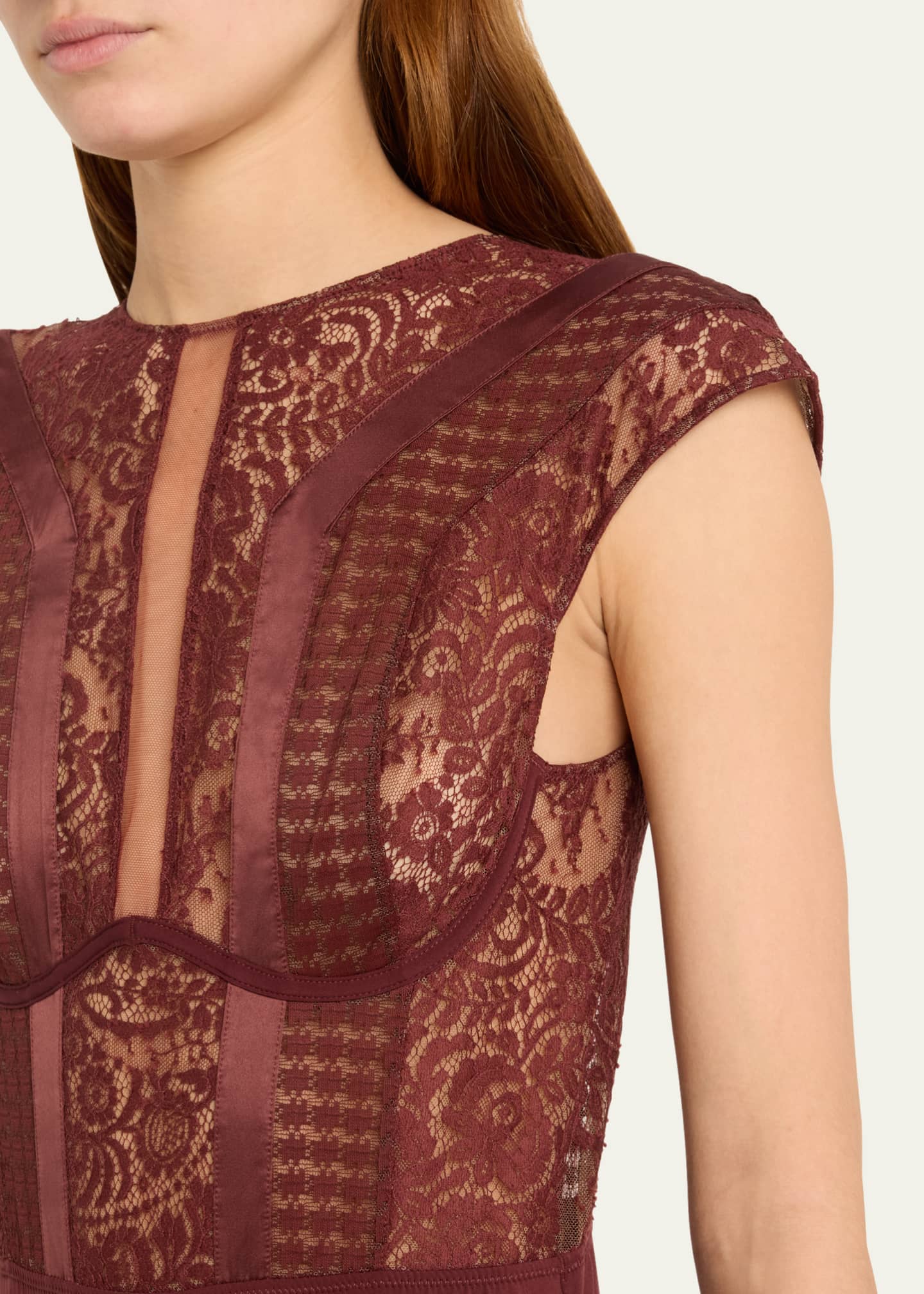 Livy Macy Cap-Sleeve Microfiber & Lace Bodysuit Image 4 of 4