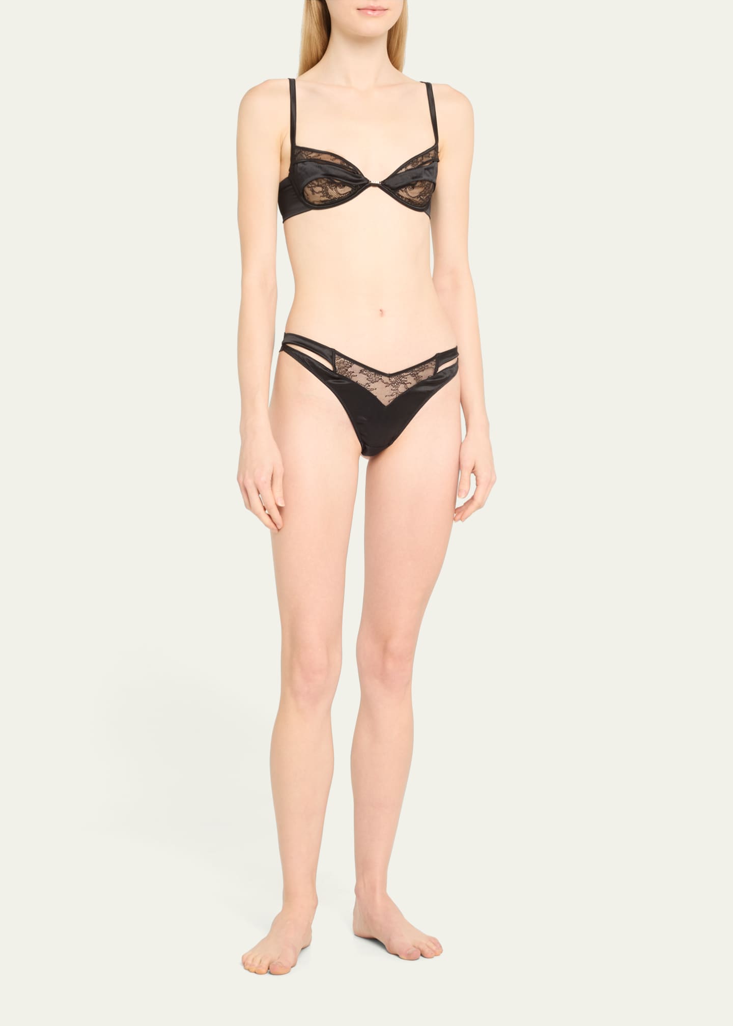 Livy Crosby Cutout Satin-Trim Lace Balconette Bra Image 2 of 4