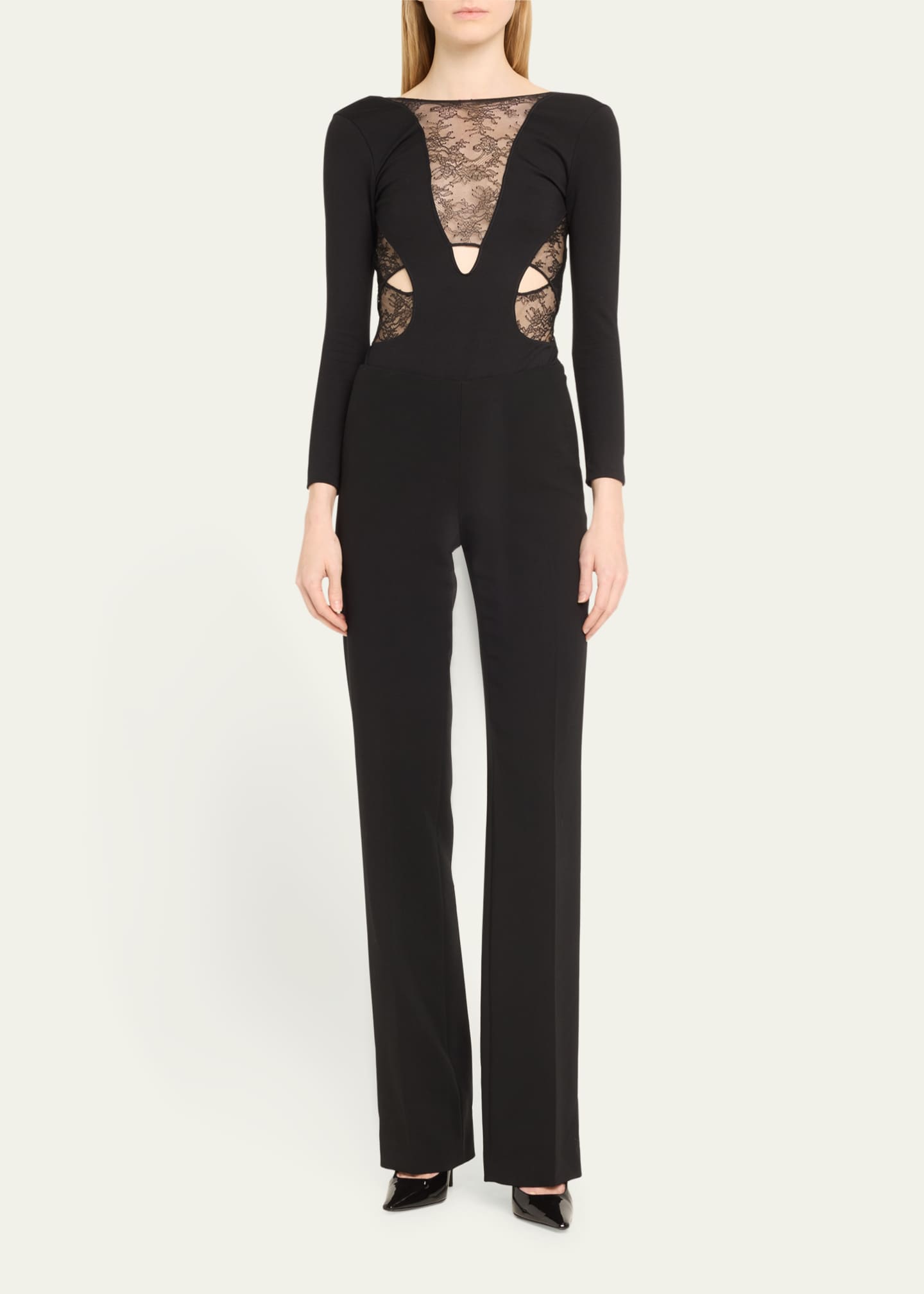 Livy Crosby Cutout Lace-Inset Jersey Bodysuit Image 2 of 5