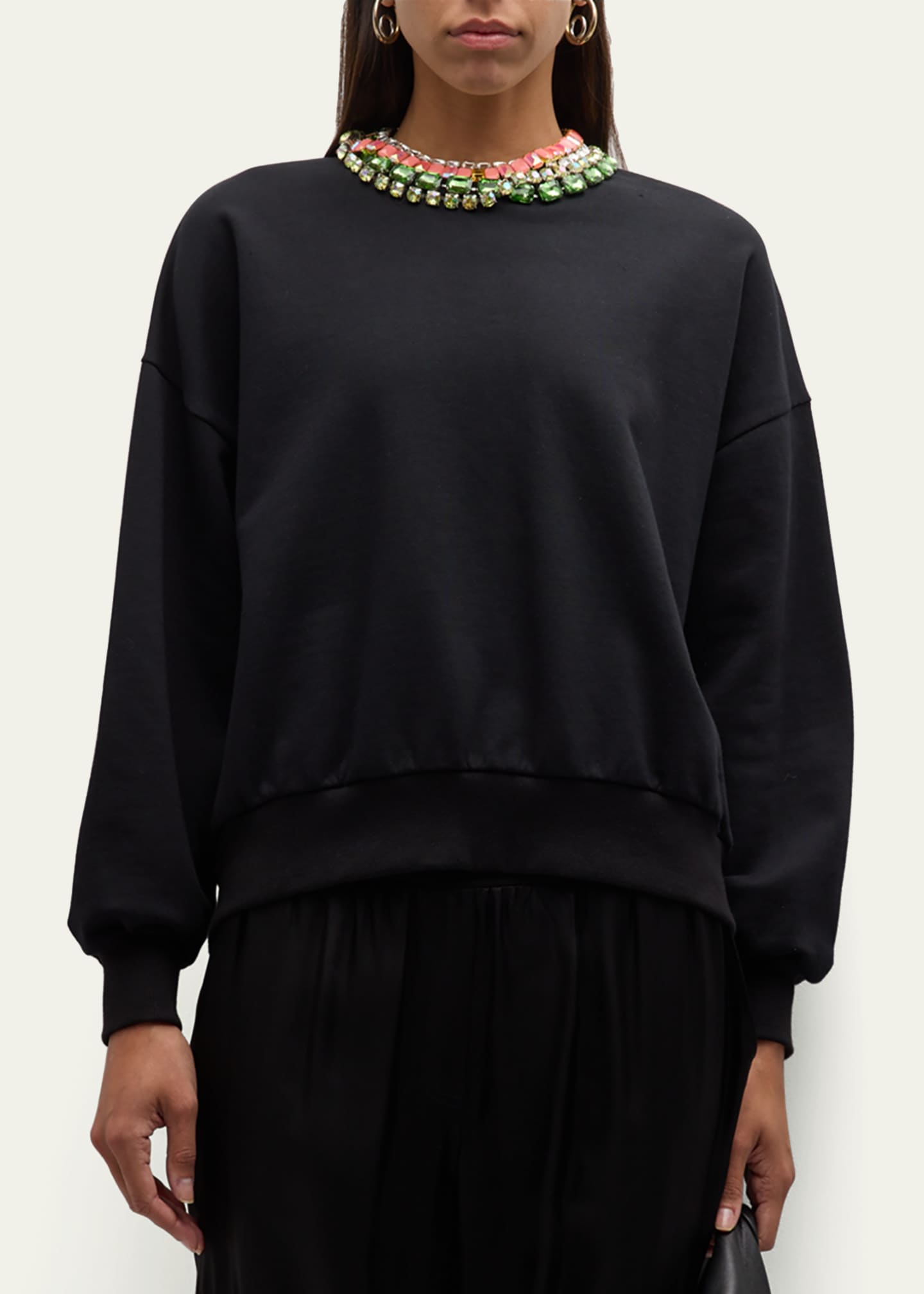 Cinq a Sept Brandy Chunky Rhinestone Crew Sweatshirt Image 4 of 5