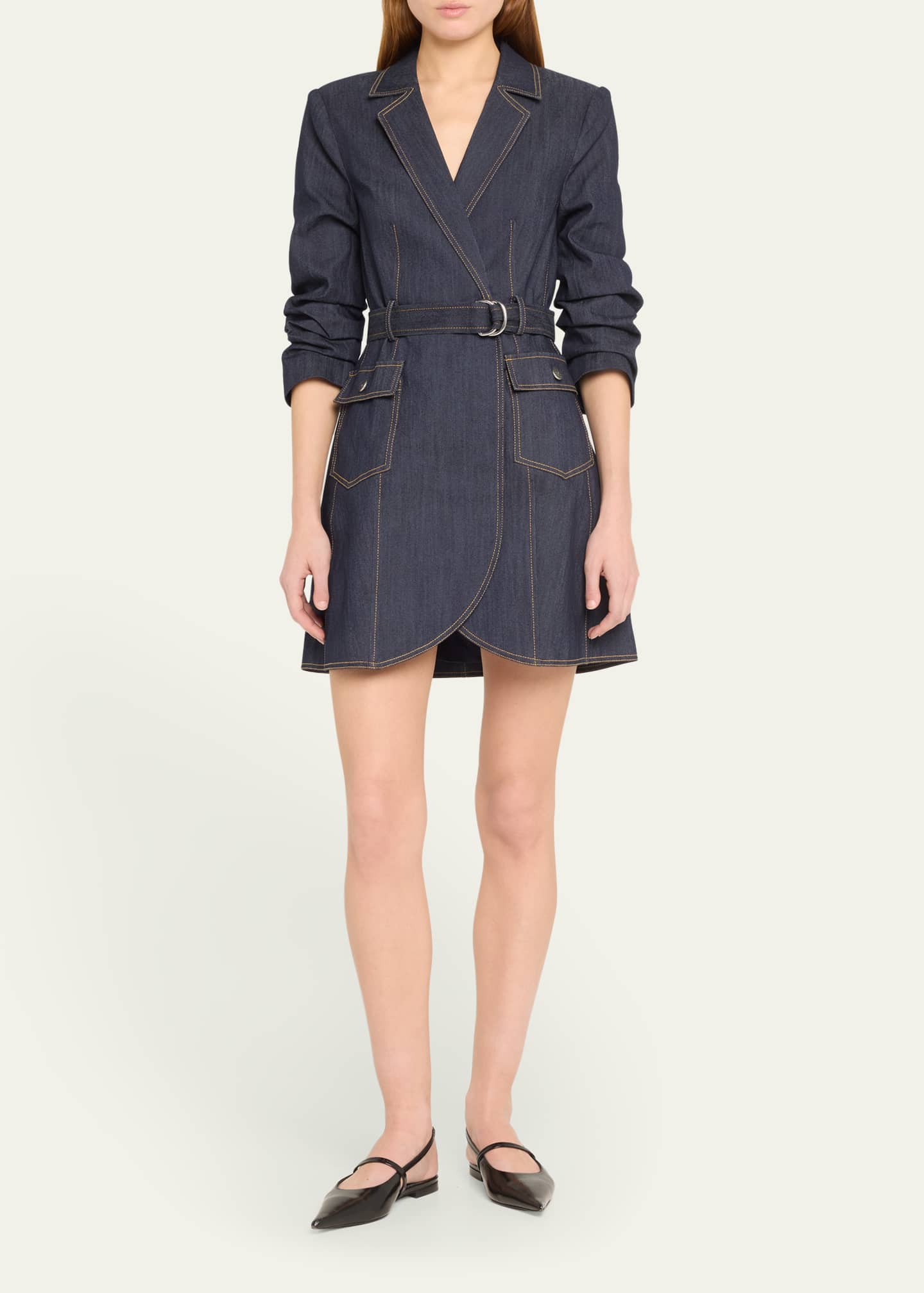 Cinq a Sept Jenessa Belted Denim Mini Wrap Shirtdress Image 2 of 5