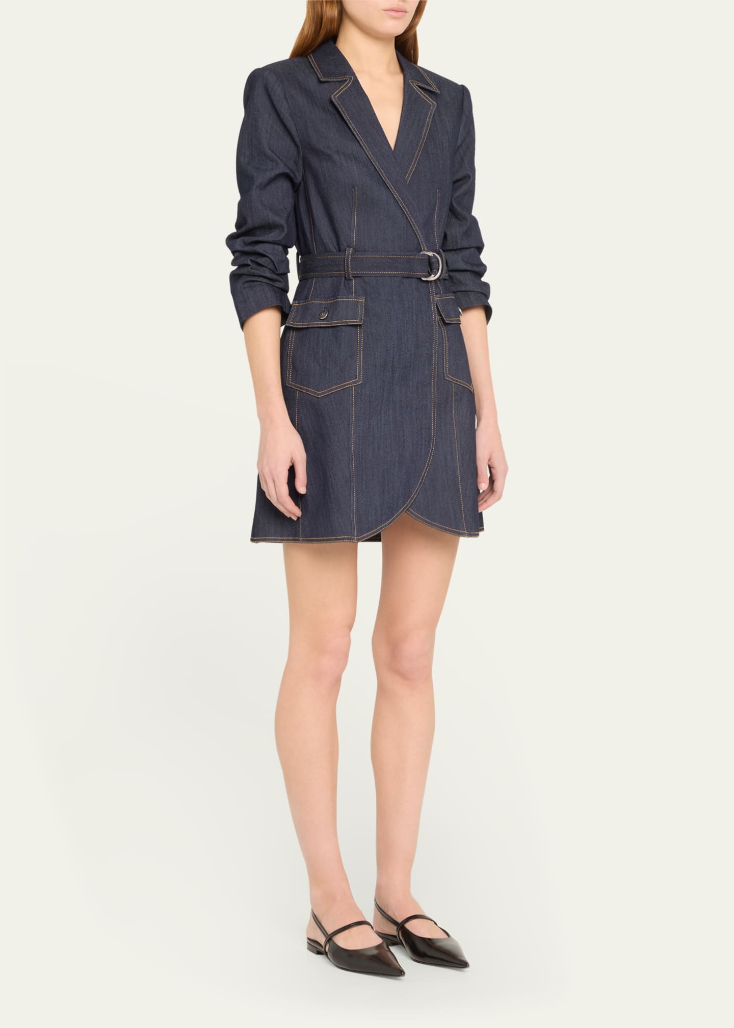 Cinq a Sept Jenessa Belted Denim Mini Wrap Shirtdress Image 4 of 5