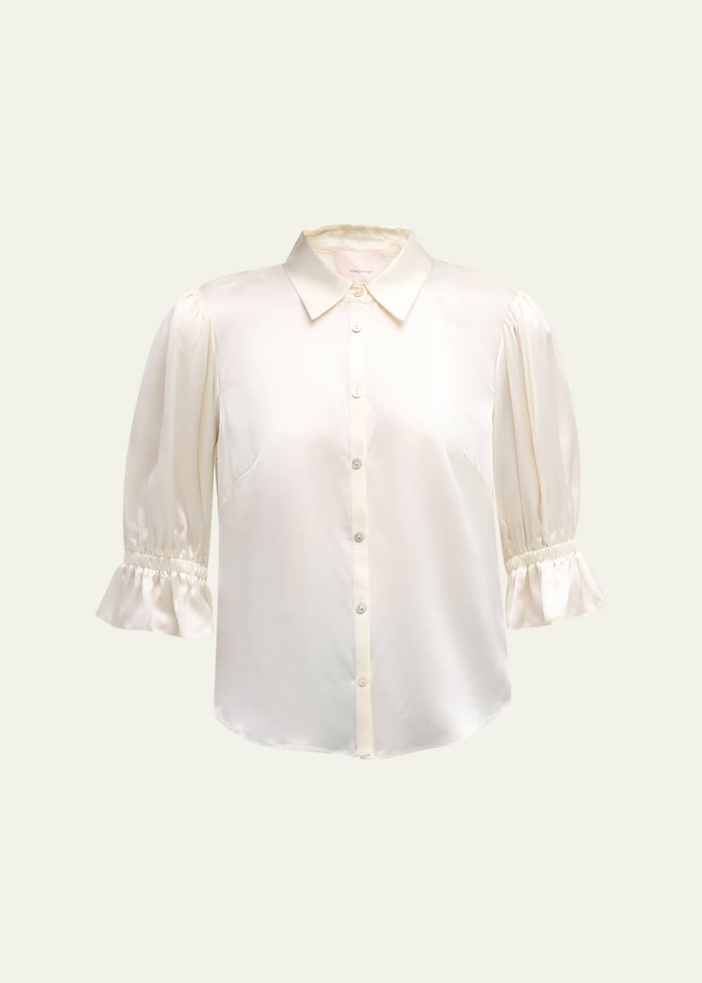 Cinq a Sept Fiona Silk Satin Short-Sleeve Top Image 1 of 5