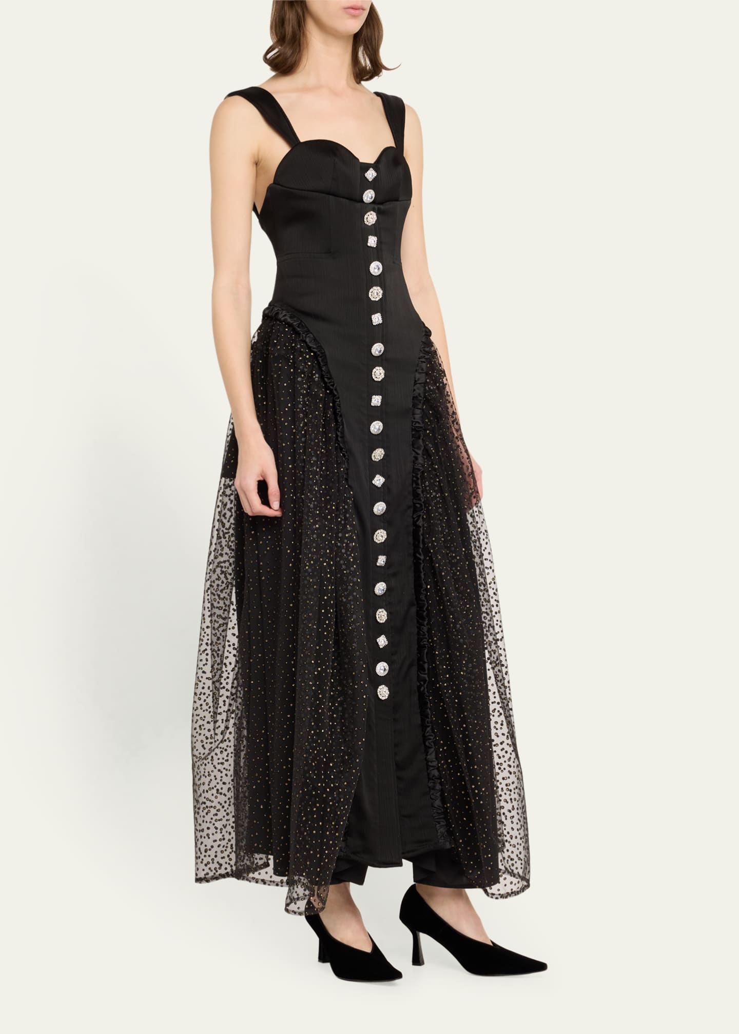 HARBISON Soft Storm II Silk Bustier Maxi Dress Image 4 of 5