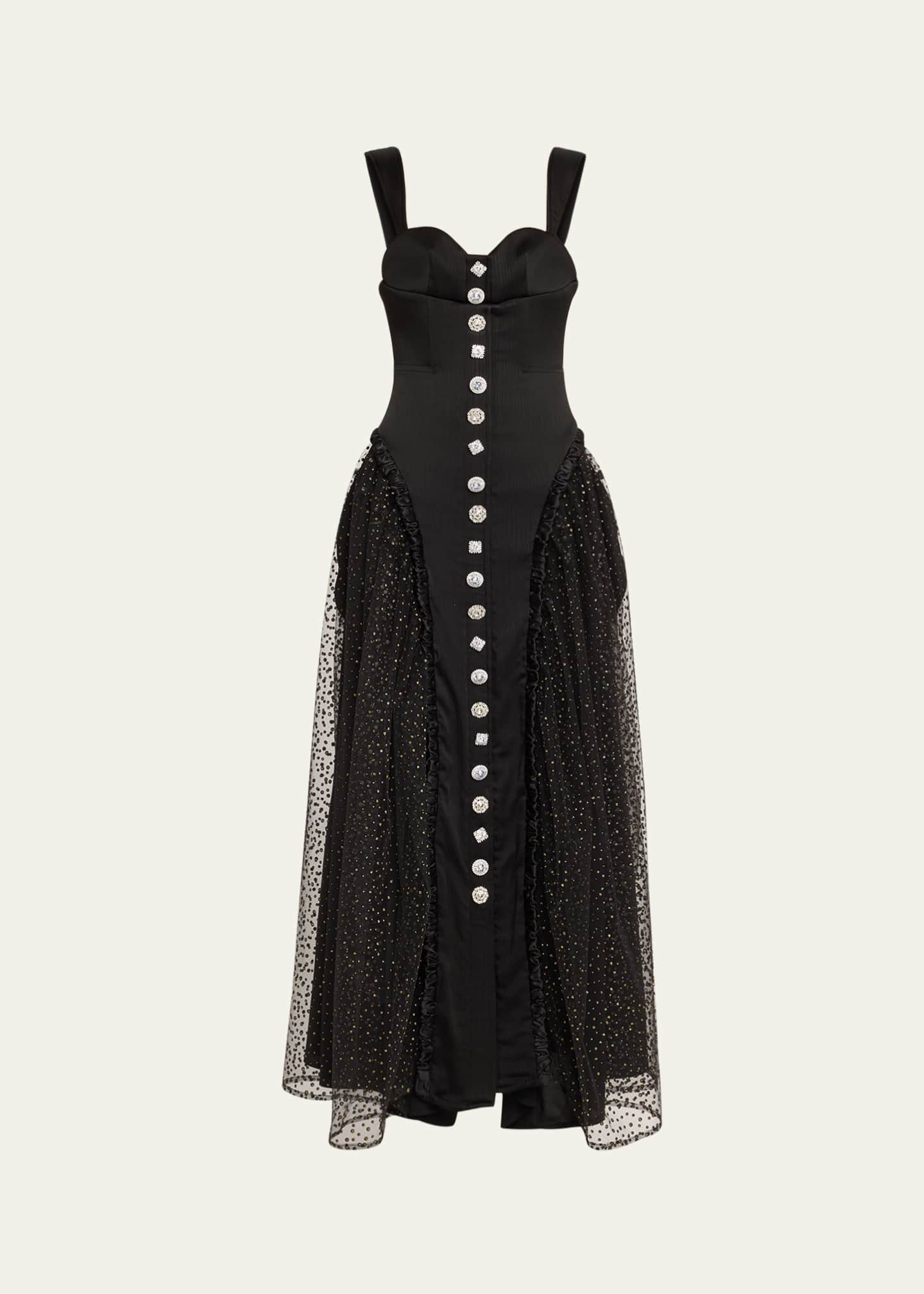 HARBISON Soft Storm II Silk Bustier Maxi Dress Image 1 of 5