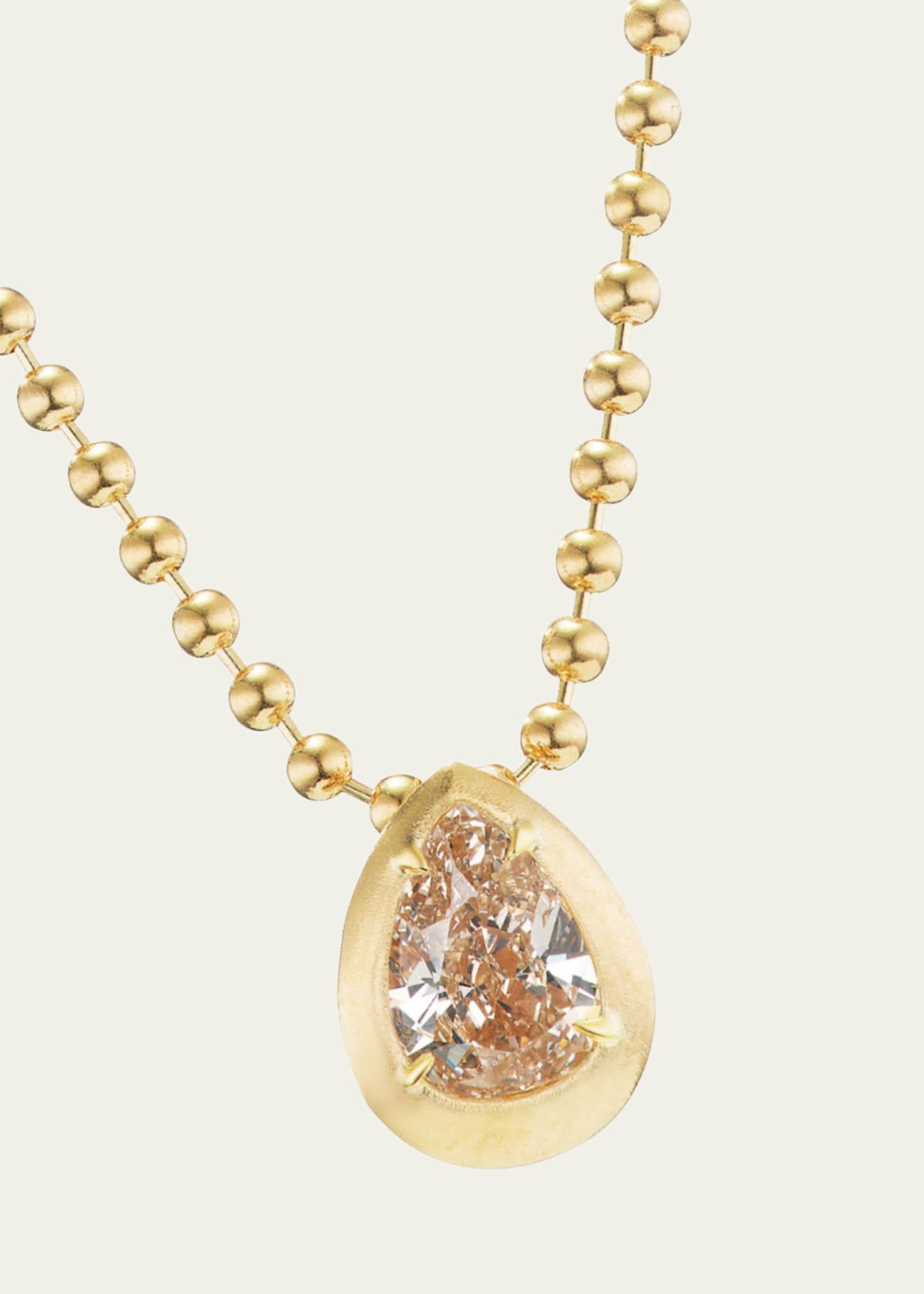 Aaryah 18K Yellow Diamond Pear and Ball Chain Necklace Image 2 of 2