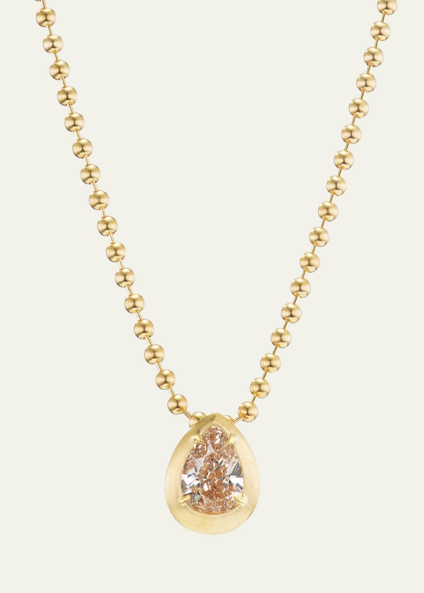 Aaryah 18K Yellow Diamond Pear and Ball Chain Necklace Image 1 of 2