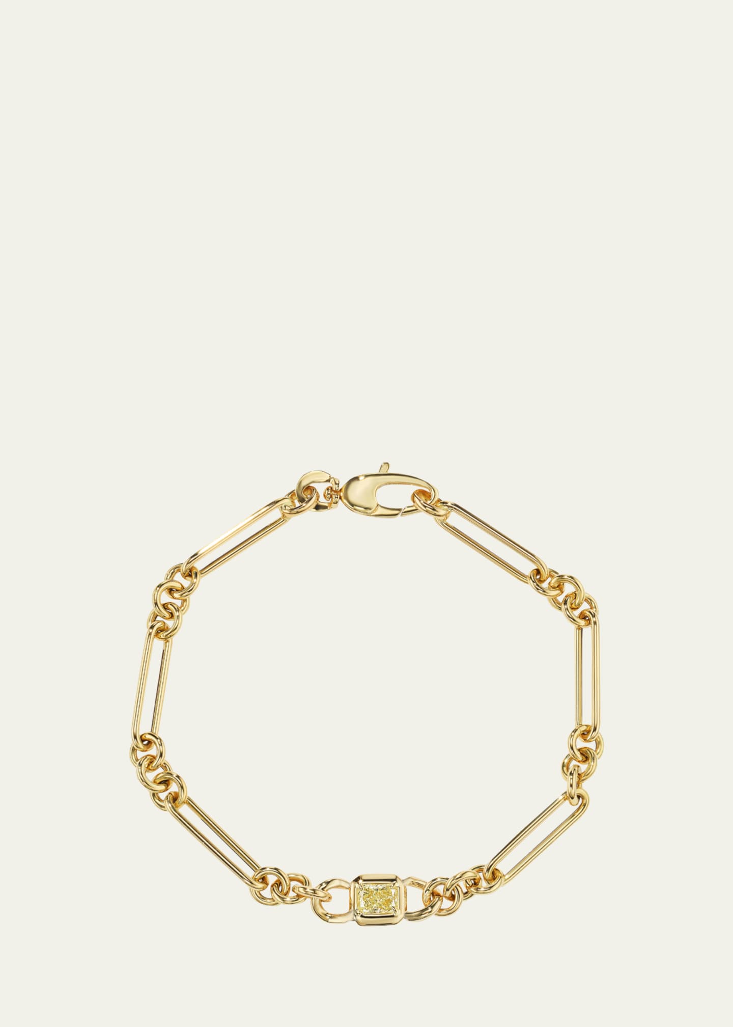 Aaryah 18K Yellow Diamond Station and Chain Link Bracelet Image 1 of 3