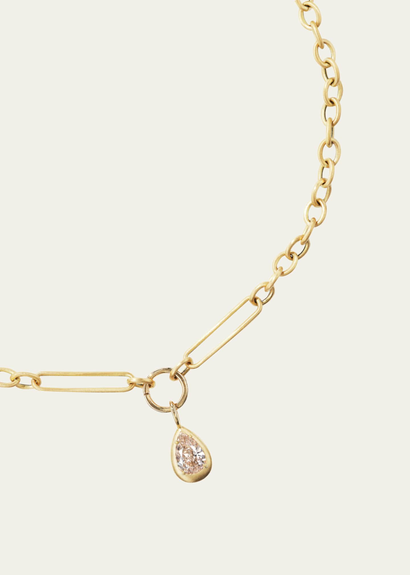 Aaryah 18K Yellow Diamond Pear Drop and Chain Link Necklace Image 2 of 3