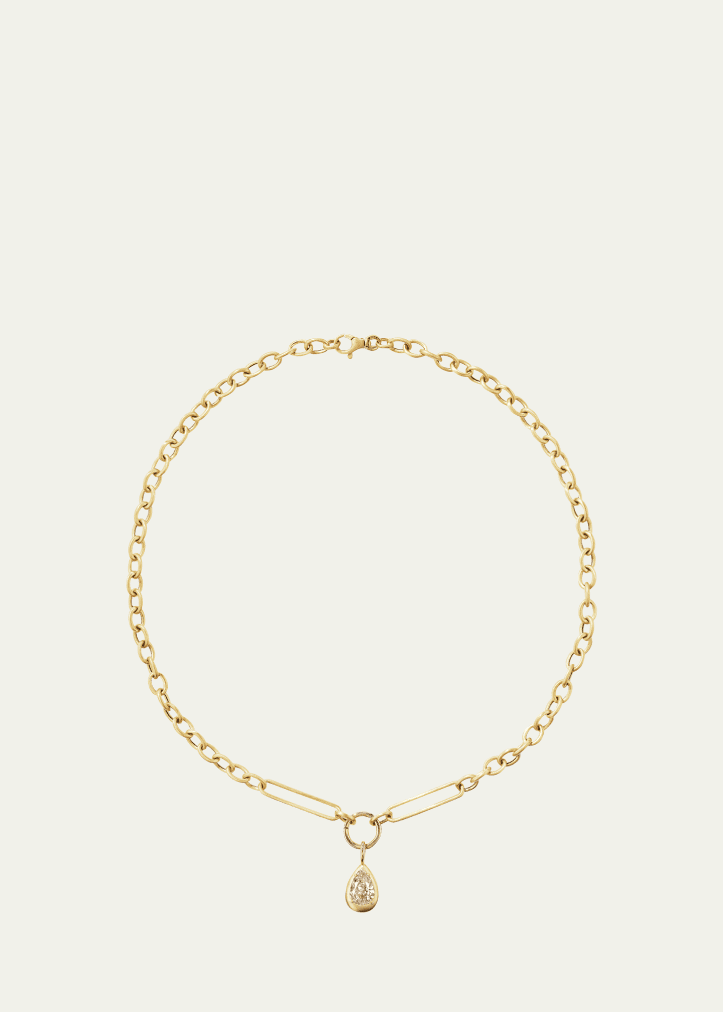 Aaryah 18K Yellow Diamond Pear Drop and Chain Link Necklace Image 1 of 3
