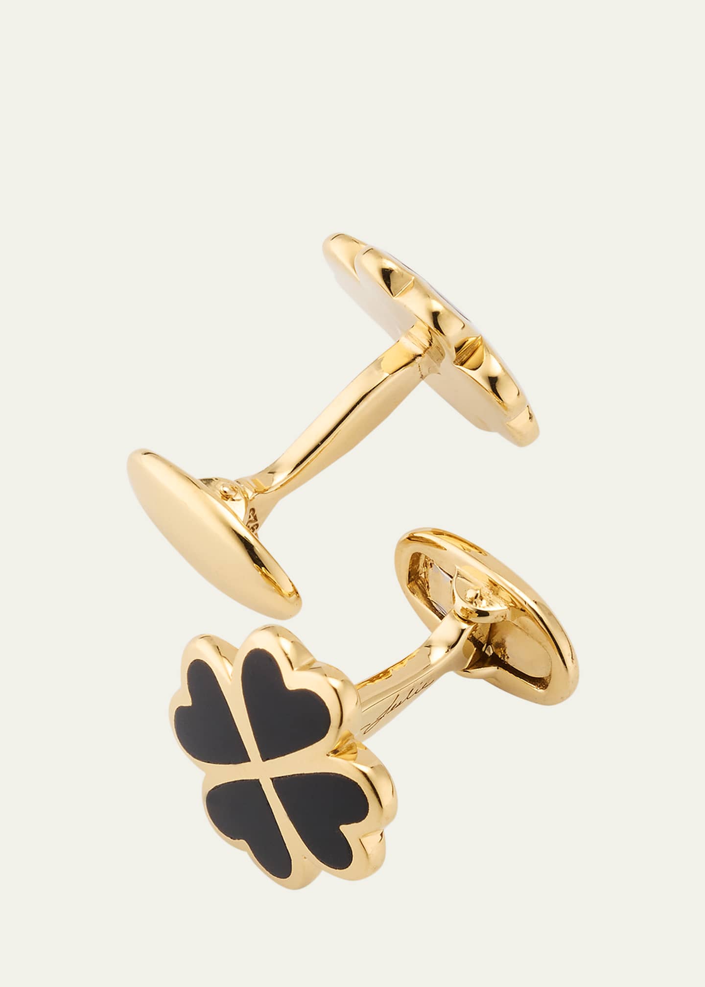 Jan Leslie Men's 18K Gold Vermeil Black Onyx Four Leaf Clover Cufflinks Image 4 of 5