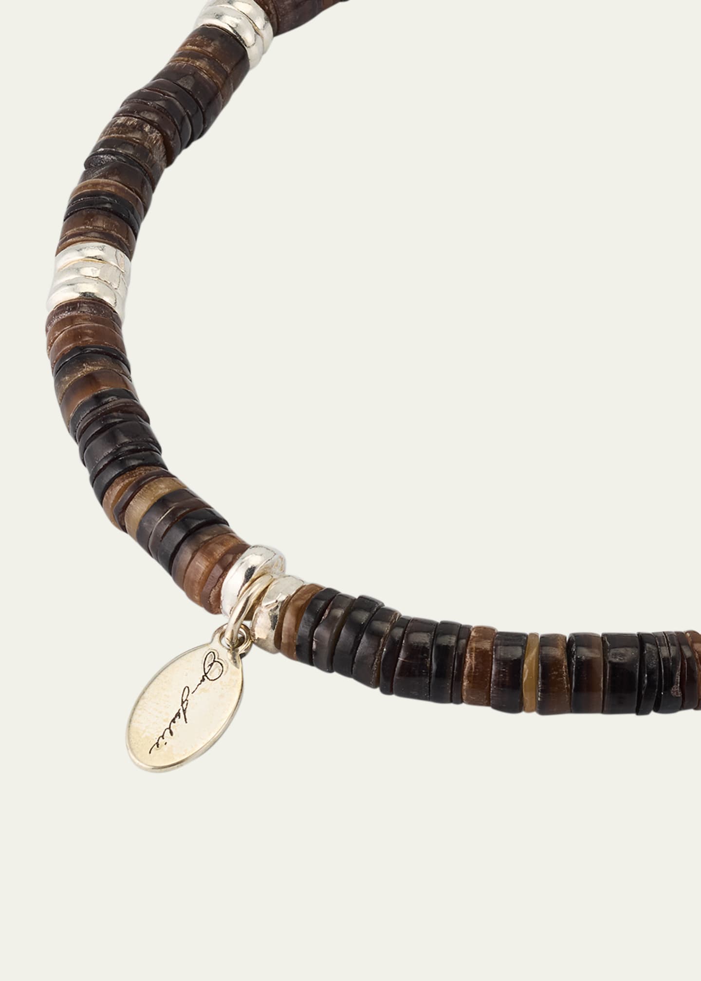 Jan Leslie Men's Heishi Beaded Bracelet with Sterling Silver Image 4 of 5