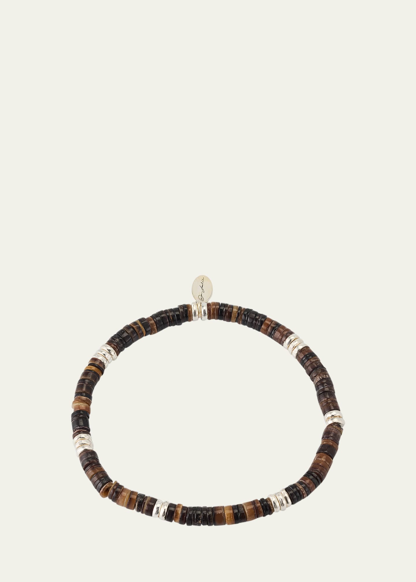 Jan Leslie Men's Heishi Beaded Bracelet with Sterling Silver Image 1 of 5